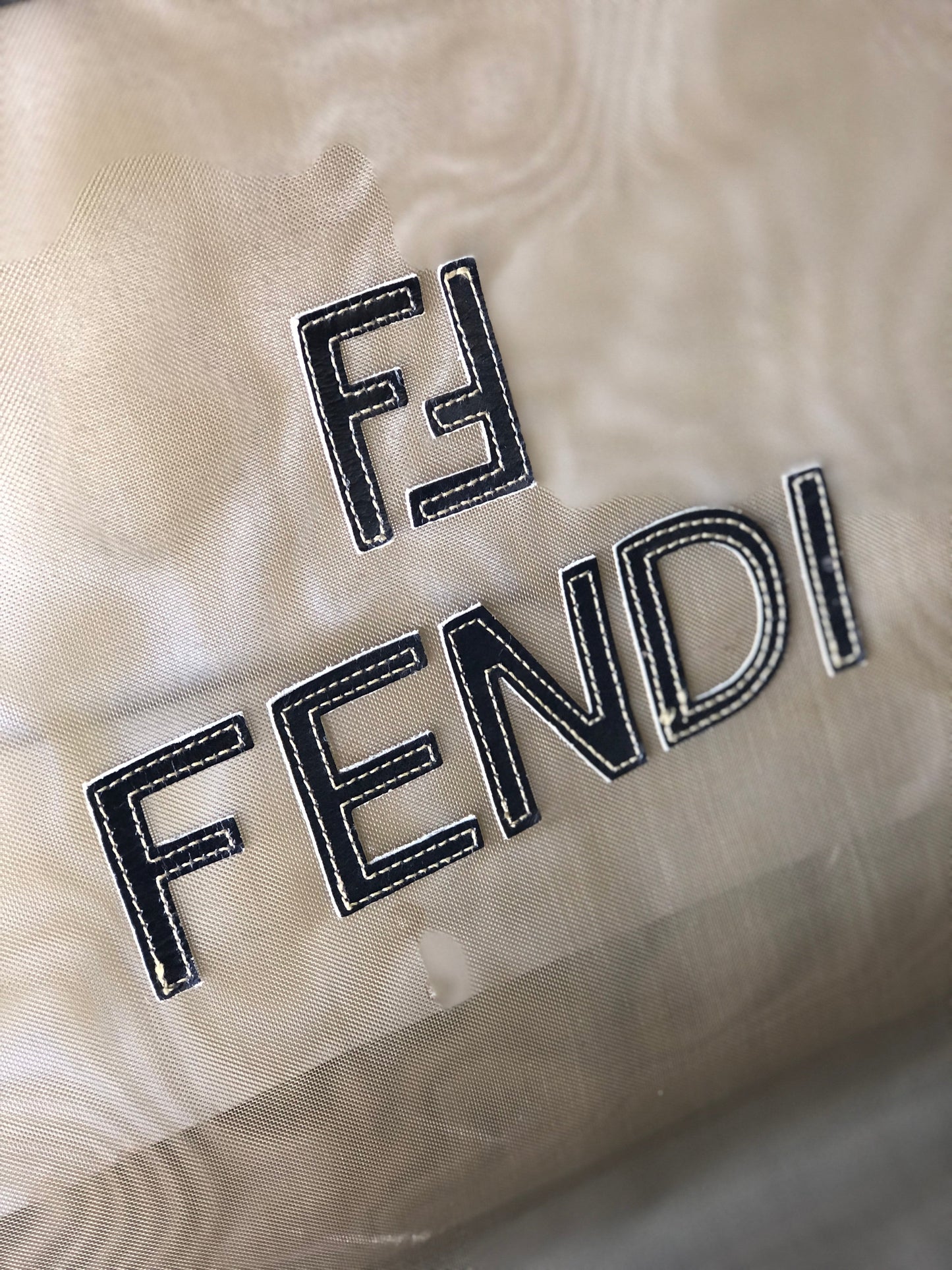 FENDI 標誌網格方形大號托特包黑色復古舊款 rcvsmr