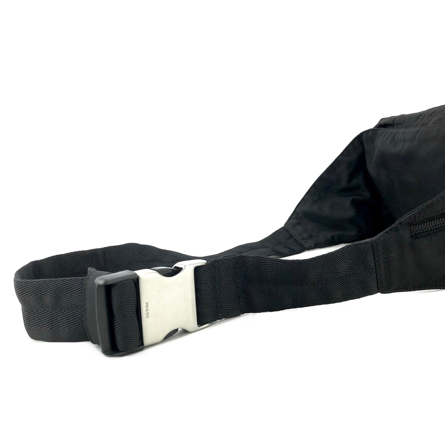 PRADA Triangle Logo Nylon Belt bag Sling bag Black Vintage 4csne8