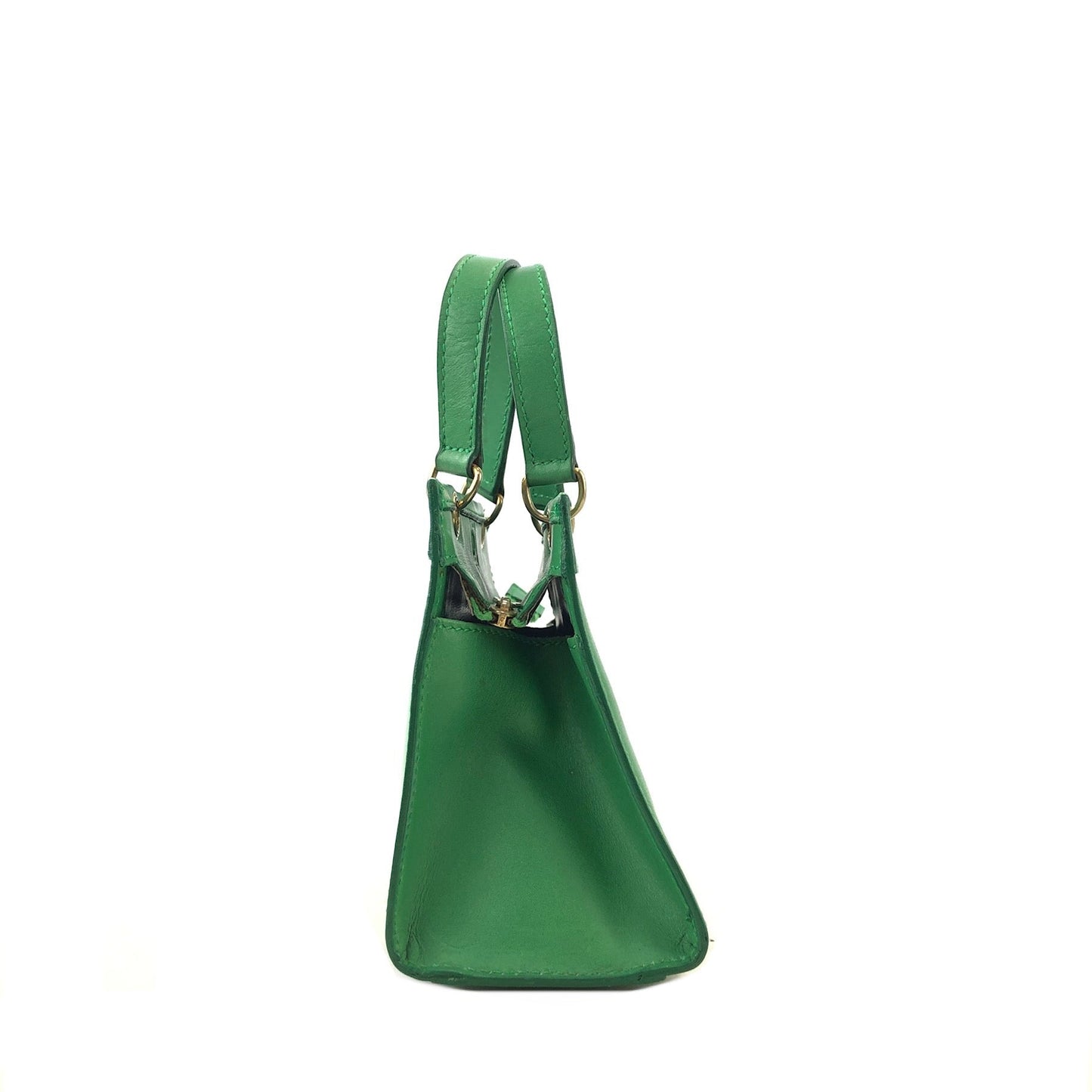 CELINE Leather Two-way Small Crossbody Shoulder bag Handbeg Green Vintage Old Celine 4fi3vb
