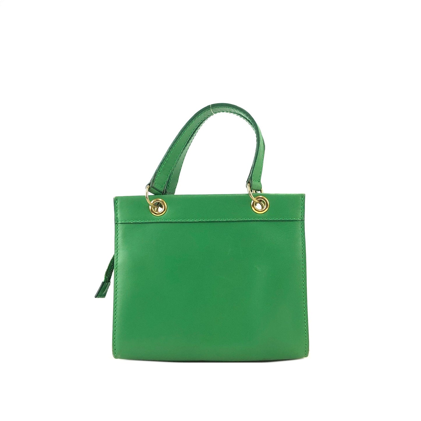 CELINE Leather Two-way Small Crossbody Shoulder bag Handbeg Green Vintage Old Celine 4fi3vb