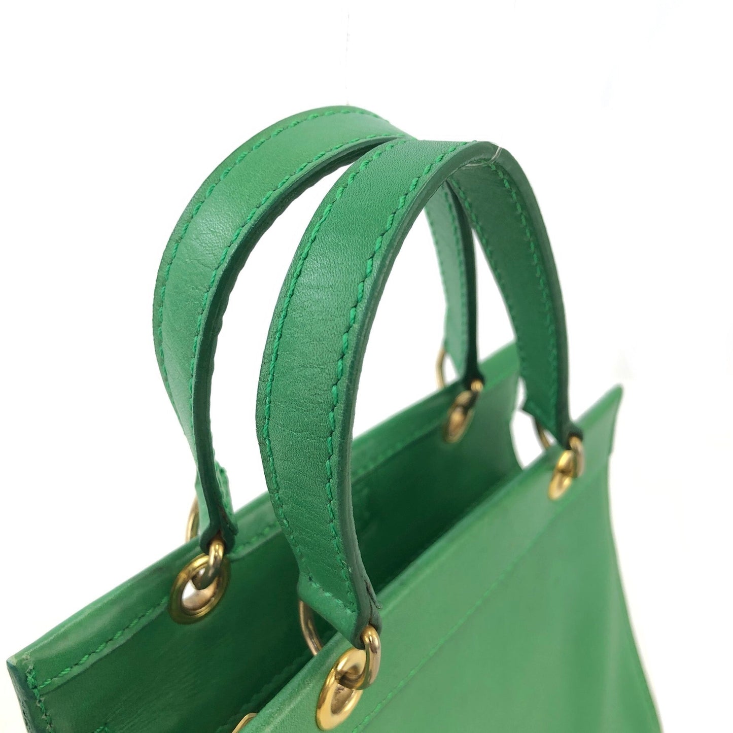 CELINE Leather Two-way Small Crossbody Shoulder bag Handbeg Green Vintage Old Celine 4fi3vb