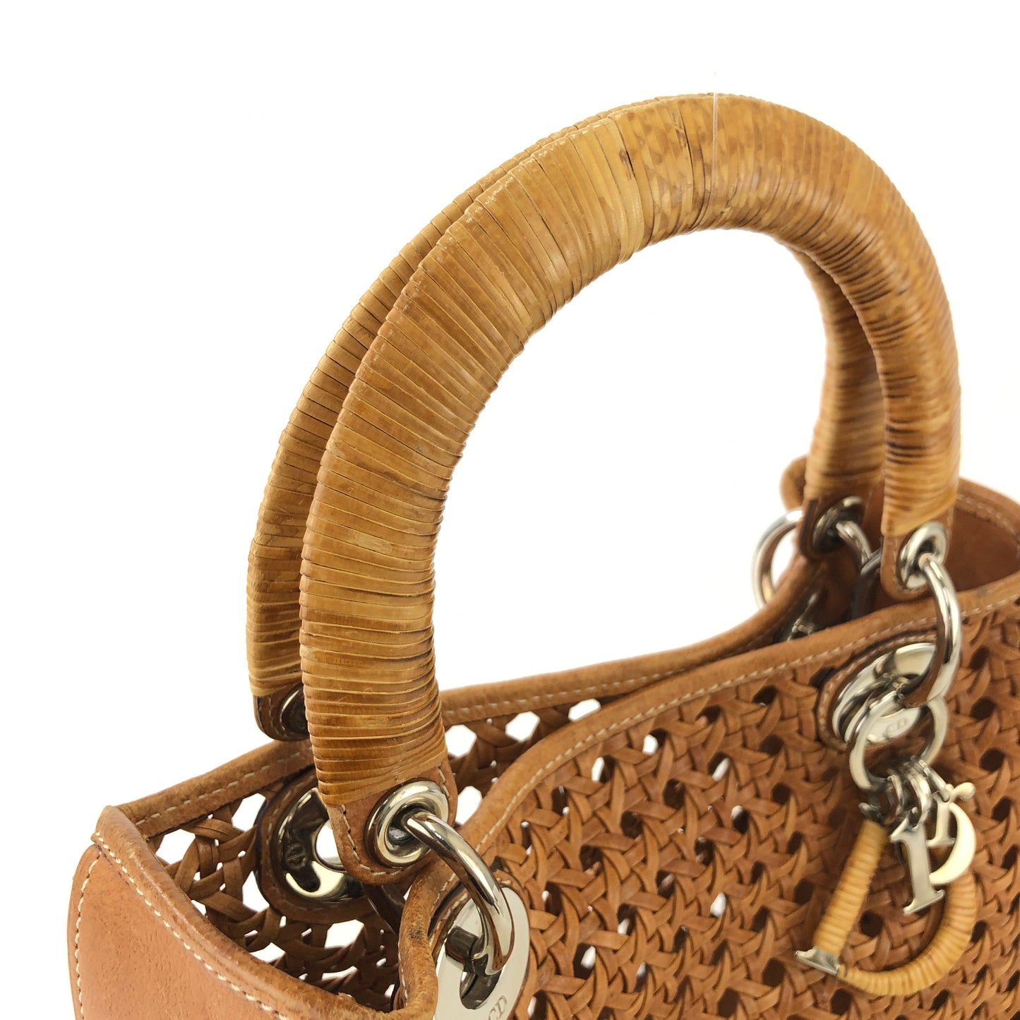 Christian Dior Lady Dior Cannage Rattan Mesh Handbag Brown Vintage 7p4yf7