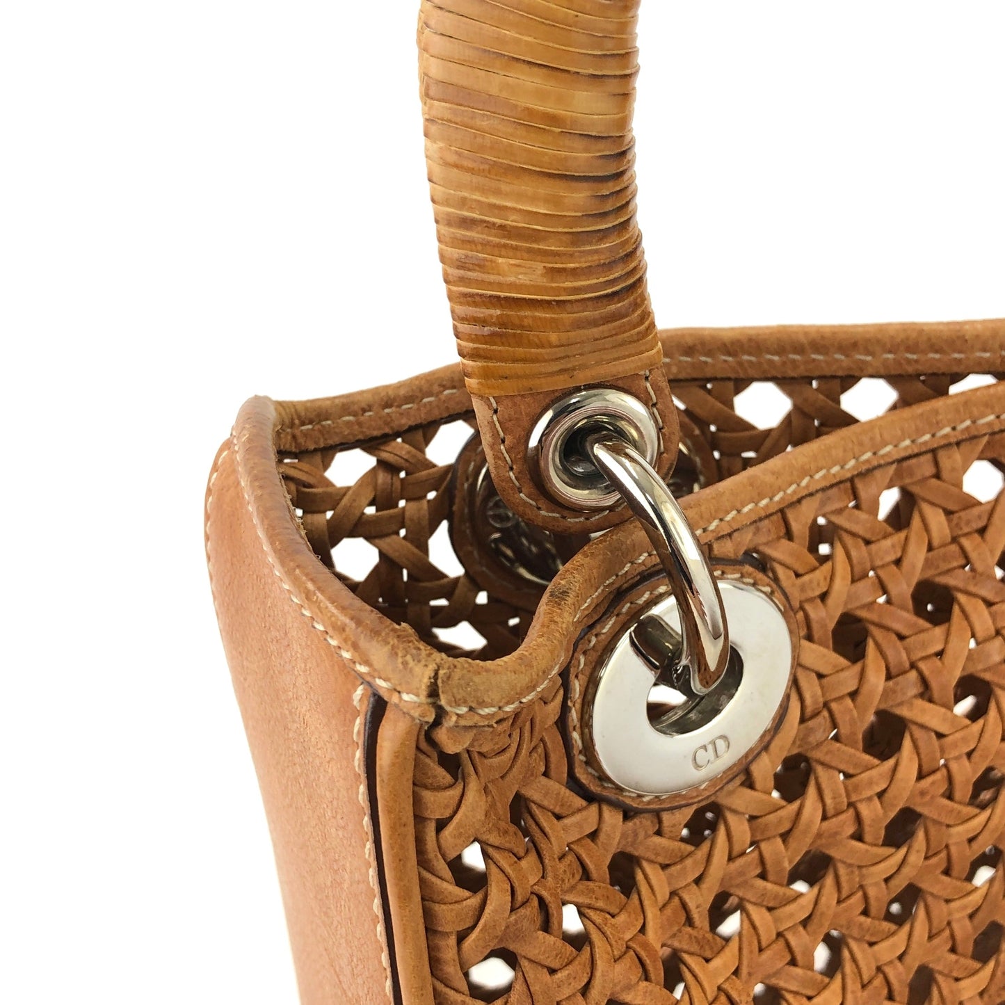 Christian Dior Lady Dior Cannage Rattan Mesh Handbag Brown Vintage 7p4yf7