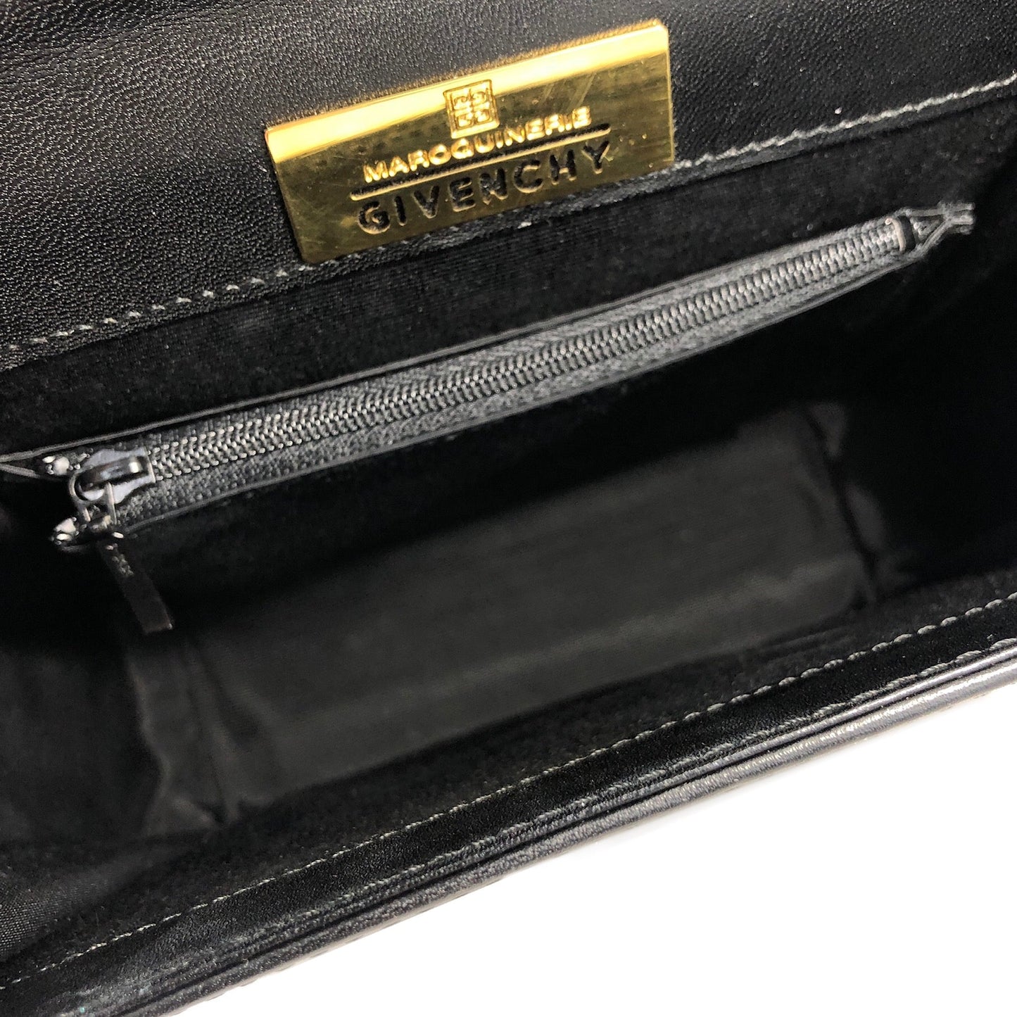 GIVENCHY Logo Leather Handbag Shoulder bag Black Vintage Old wehxfj