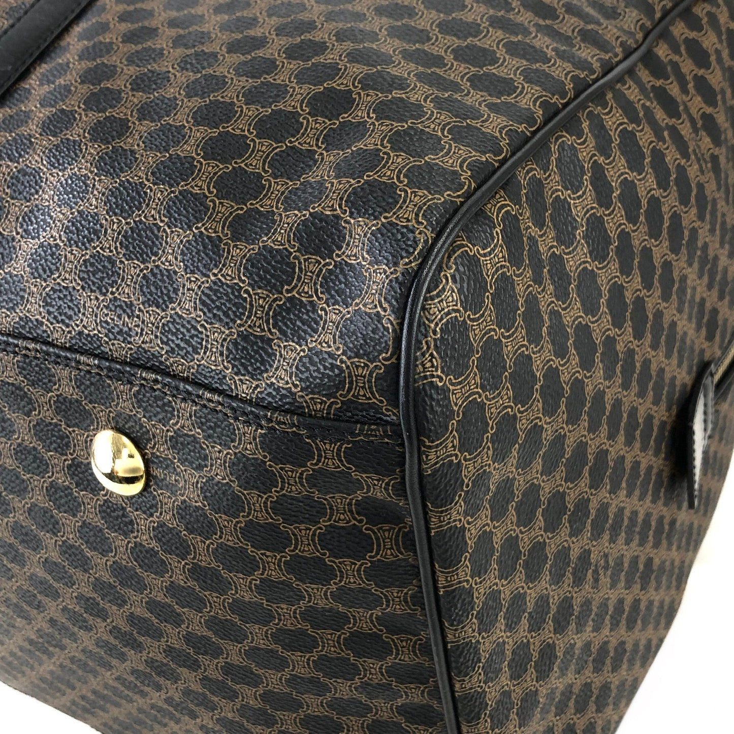 CELINE Macadam Blason Boston Travel Bag Black Vintage Old Celine mvwisn