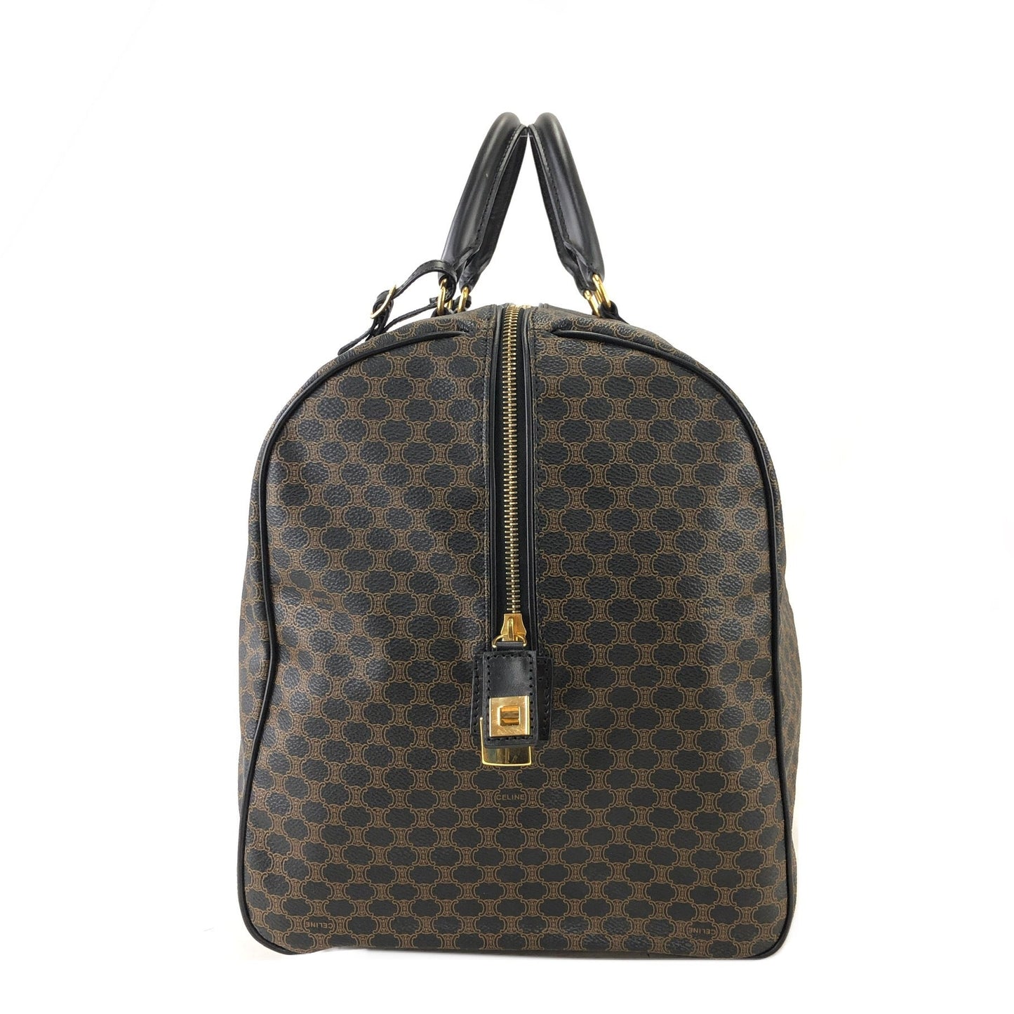 CELINE Macadam Blason Boston Travel Bag Black Vintage Old Celine mvwisn