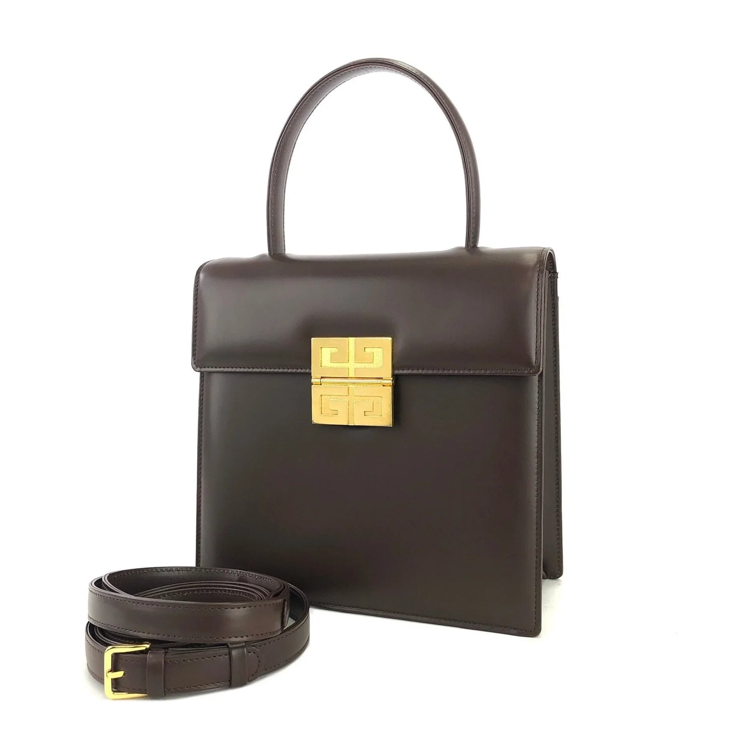 GIVENCHY 標誌手袋單肩包棕色復古舊 f6u5eu