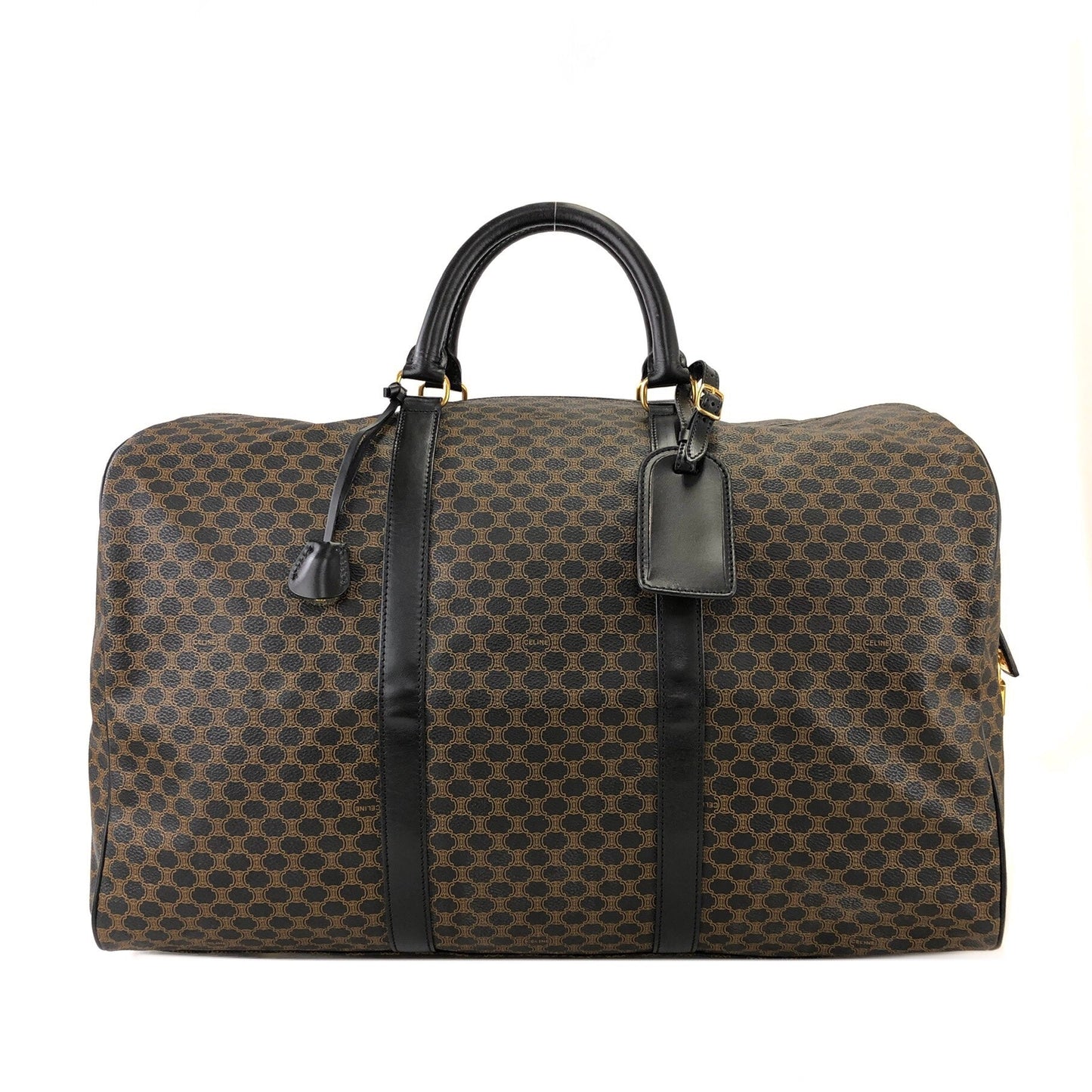 CELINE Macadam Blason Boston Travel Bag Black Vintage Old Celine mvwisn