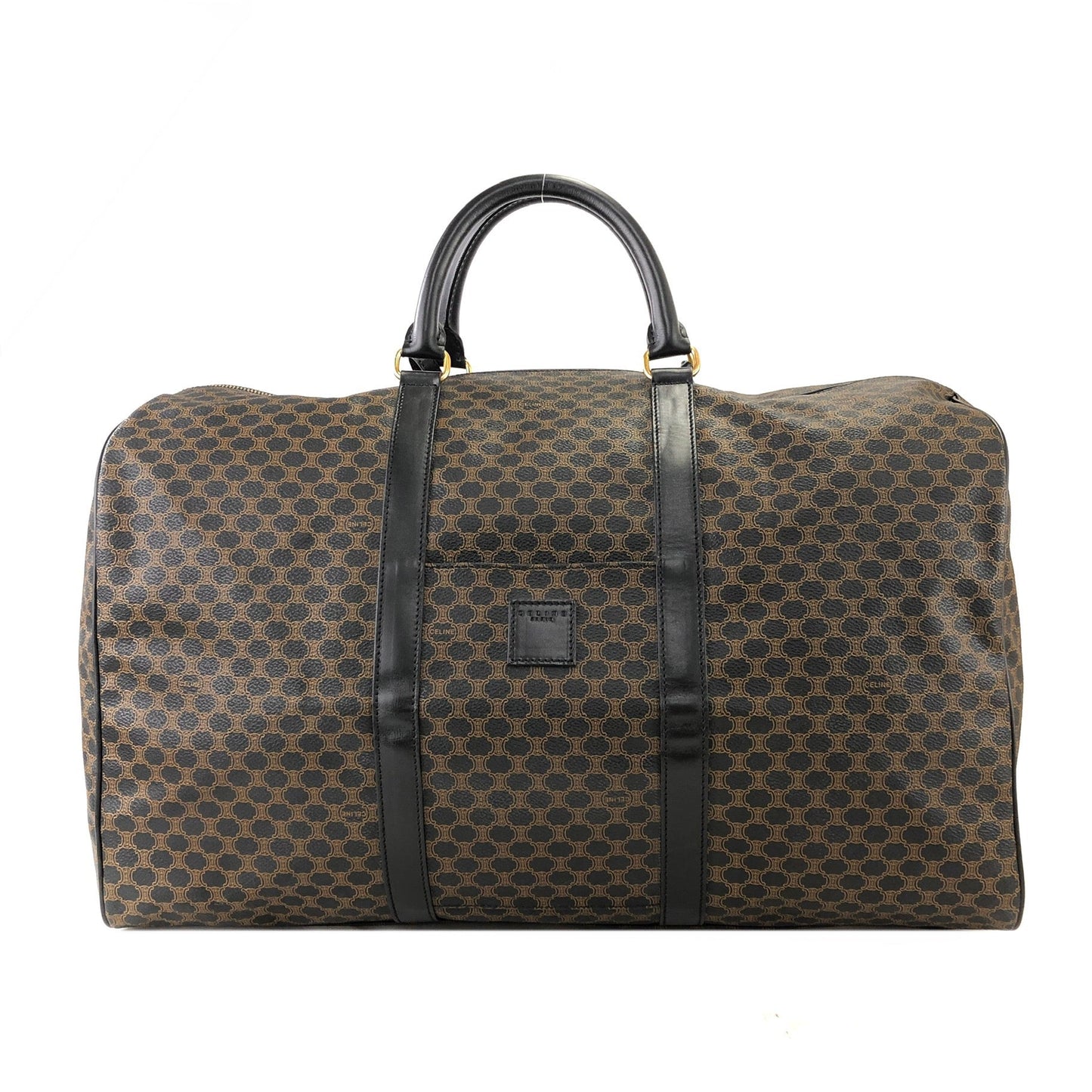 CELINE Macadam Blason Boston Travel Bag Black Vintage Old Celine mvwisn