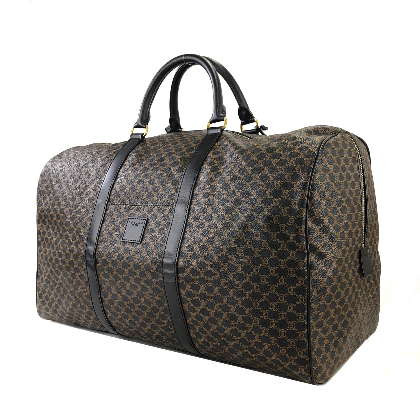 CELINE Macadam Blason Boston Travel Bag Black Vintage Old Celine mvwisn