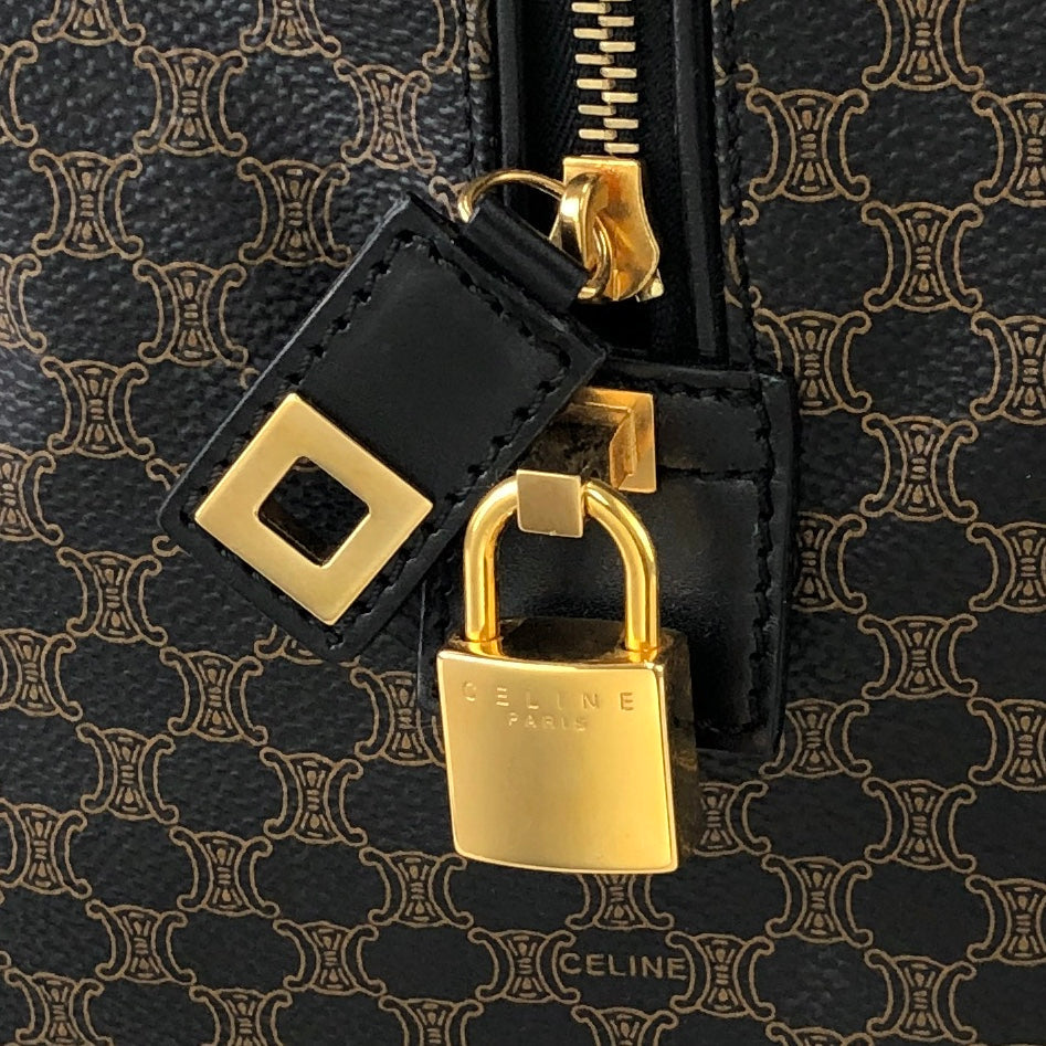 CELINE Macadam Blason Boston Travel Bag Black Vintage Old Celine mvwisn