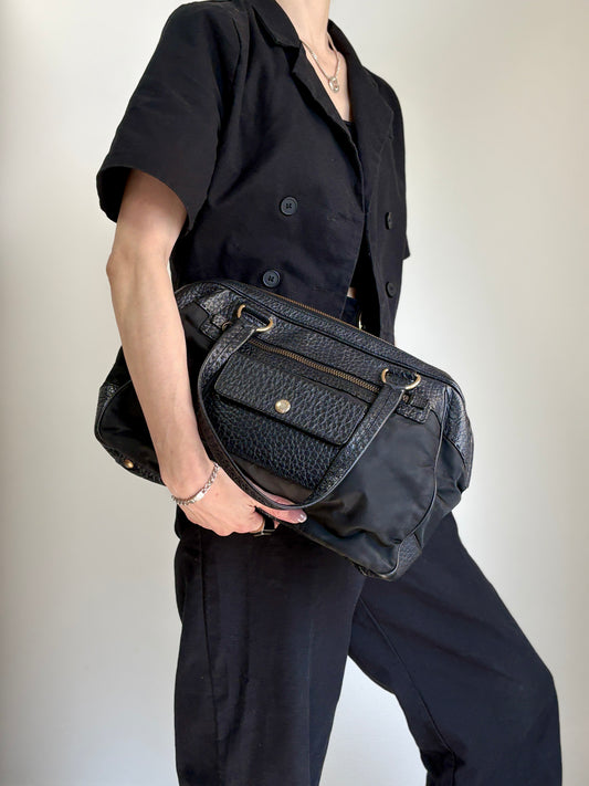 PRADA Triangle Logo Front Pocket Totebag Black Vintage 8vzd5r