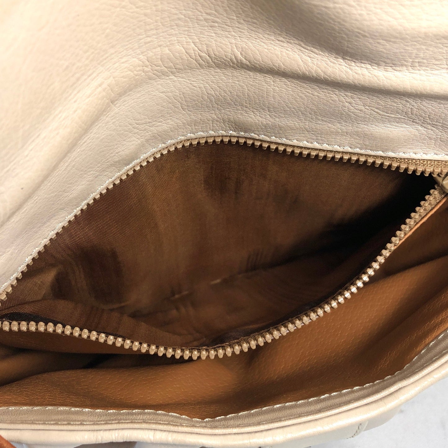 CELINE Blason Shirring Shoulder bag Ivory Vintage Old CELINE vatnr3