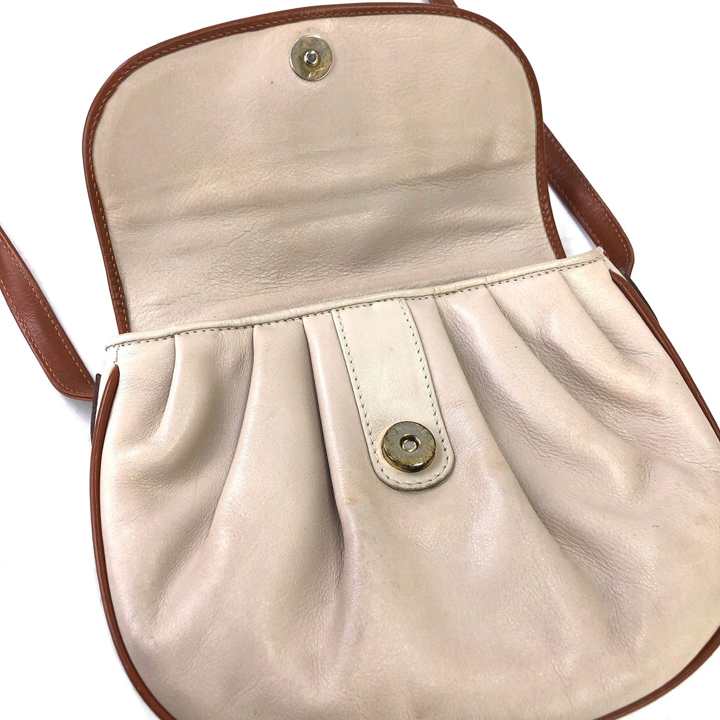 CELINE Blason Shirring Shoulder bag Ivory Vintage Old CELINE vatnr3