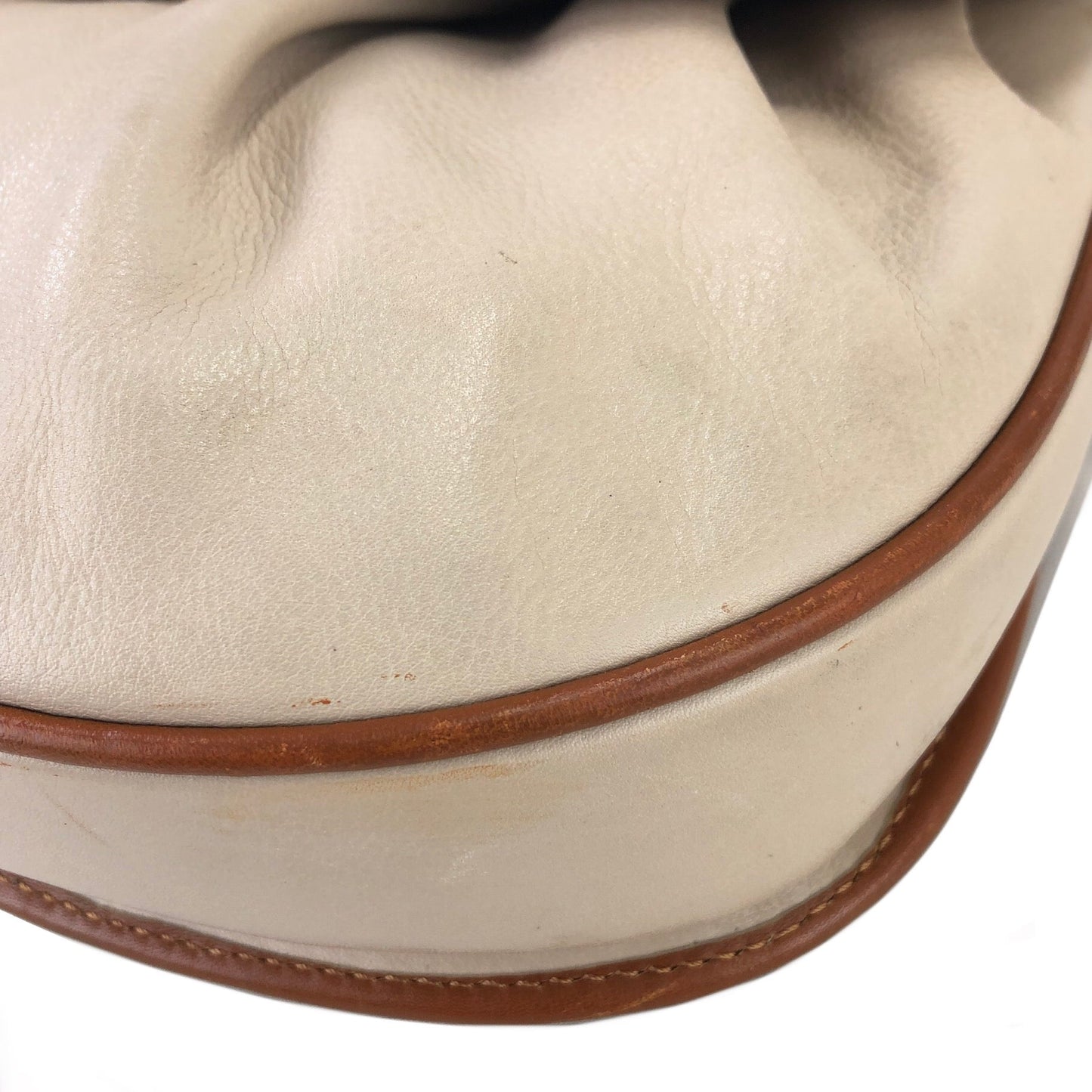 CELINE Blason Shirring Shoulder bag Ivory Vintage Old CELINE vatnr3