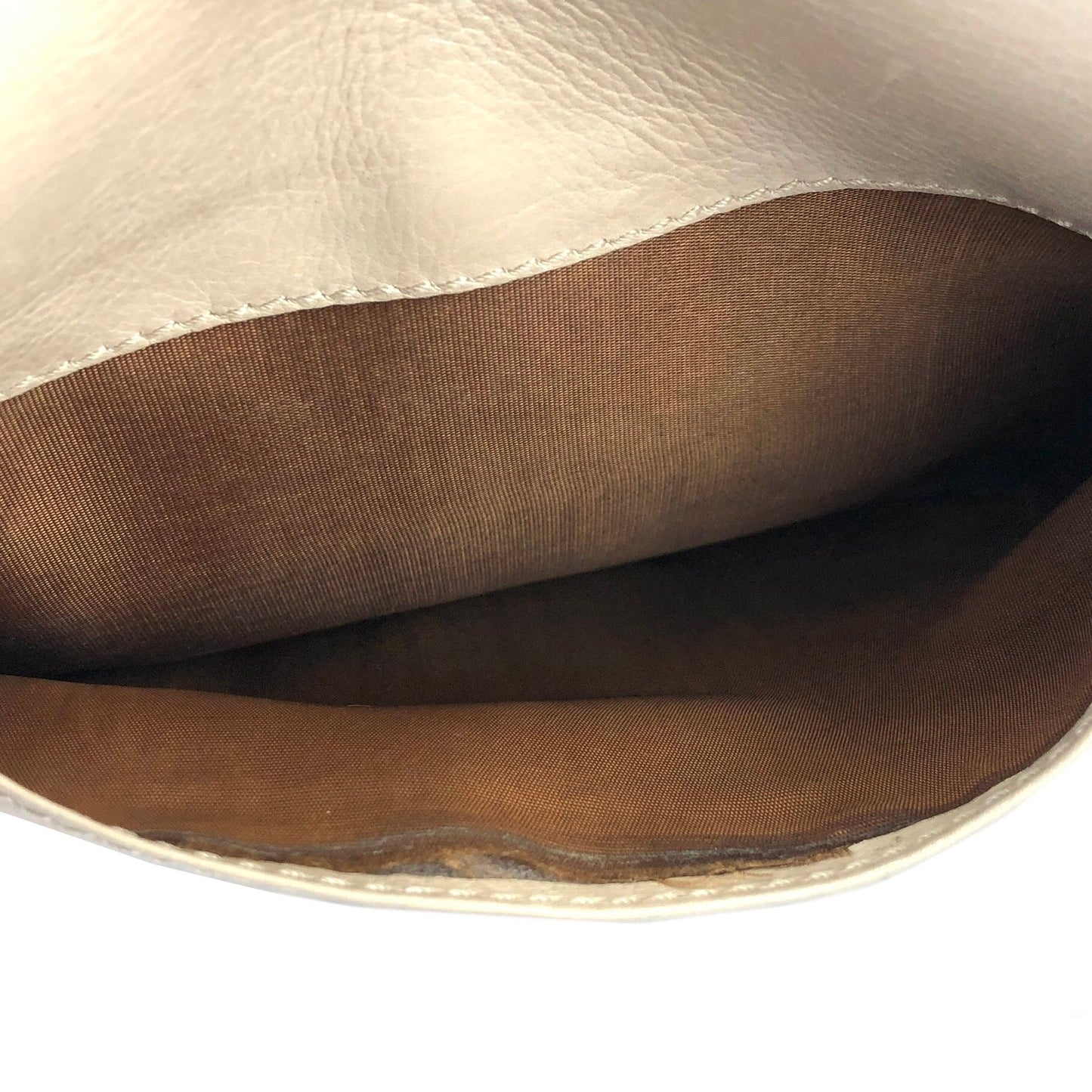 CELINE Blason Shirring Shoulder bag Ivory Vintage Old CELINE vatnr3