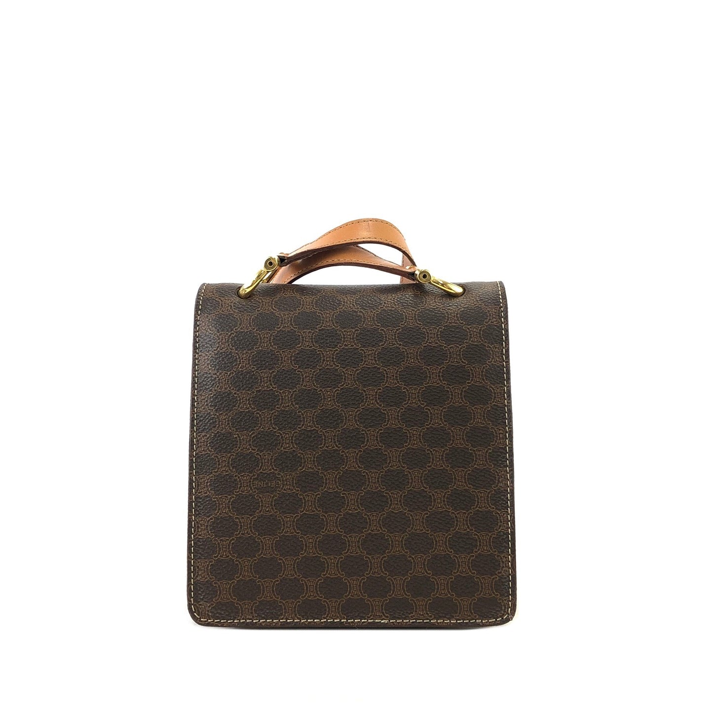 CELINE Macadam Gancini Double Flap Mini bag Shoulder bag Brown Vintage Old CELINE s5ygdx