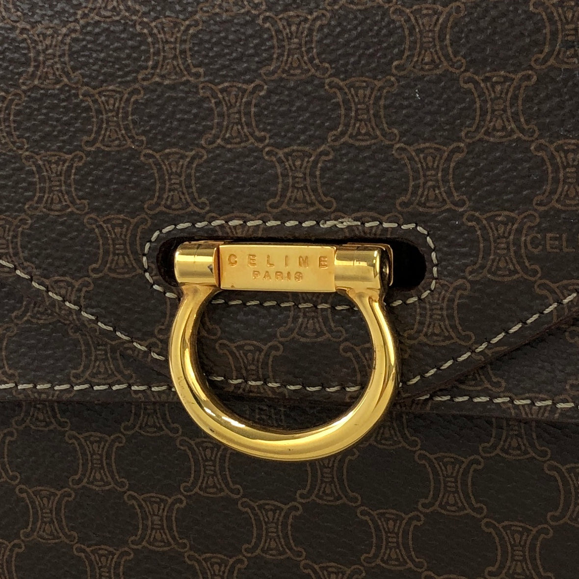 CELINE Macadam Gancini Double Flap Mini bag Shoulder bag Brown Vintage Old CELINE s5ygdx
