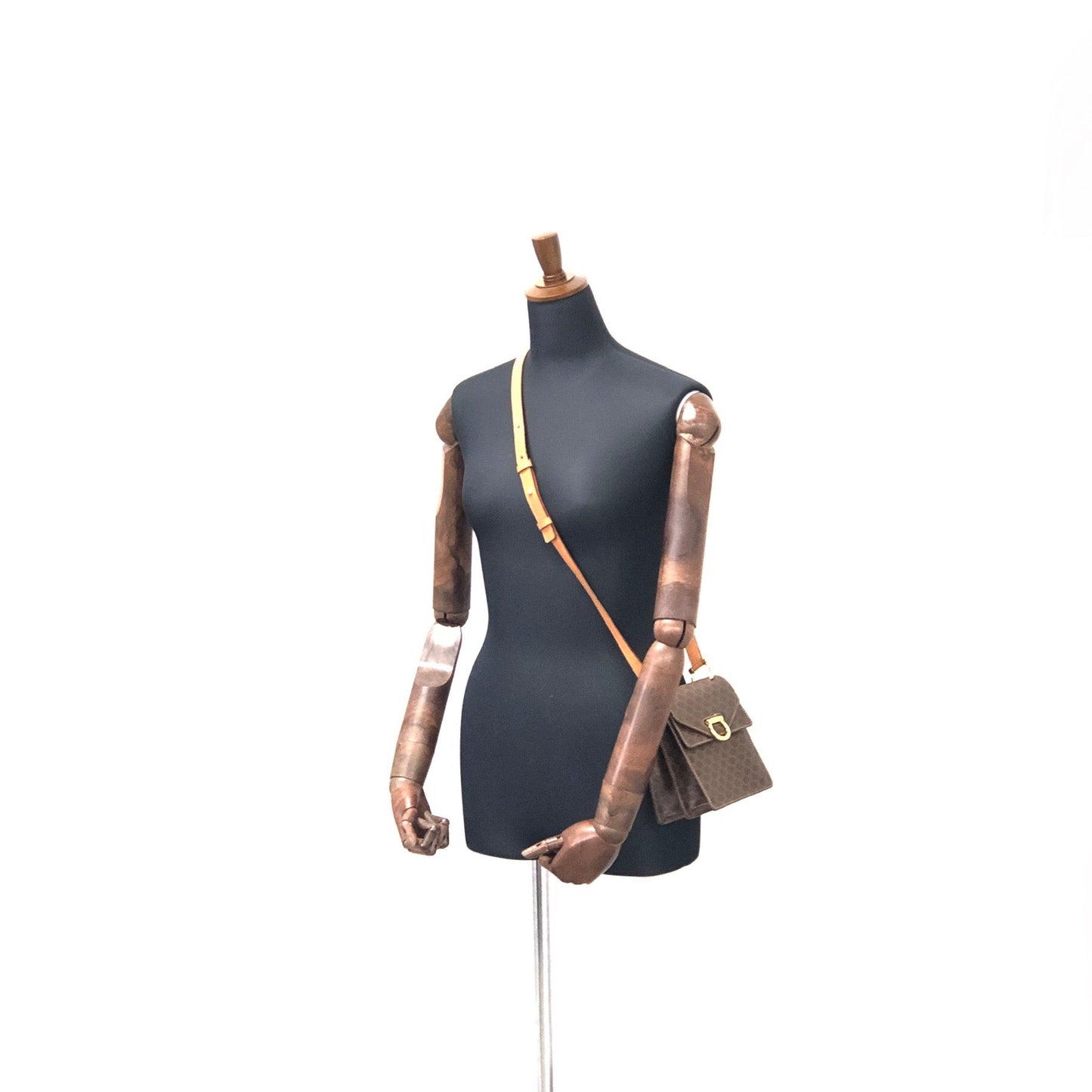 CELINE Macadam Gancini Double Flap Mini bag Shoulder bag Brown Vintage Old CELINE s5ygdx