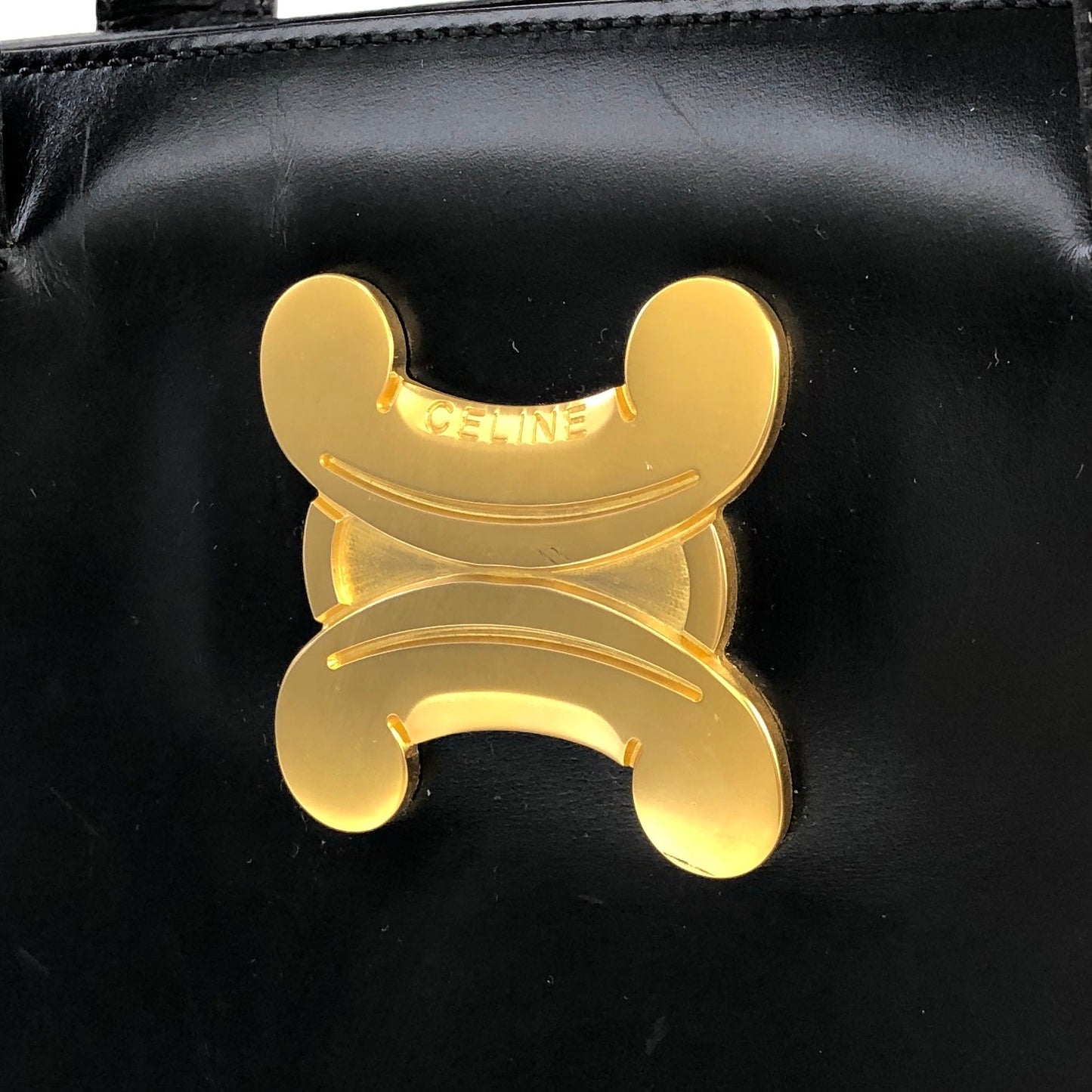 CELINE Triomphe 皮革托特包肩包黑金復古舊款 Celine cpfk62