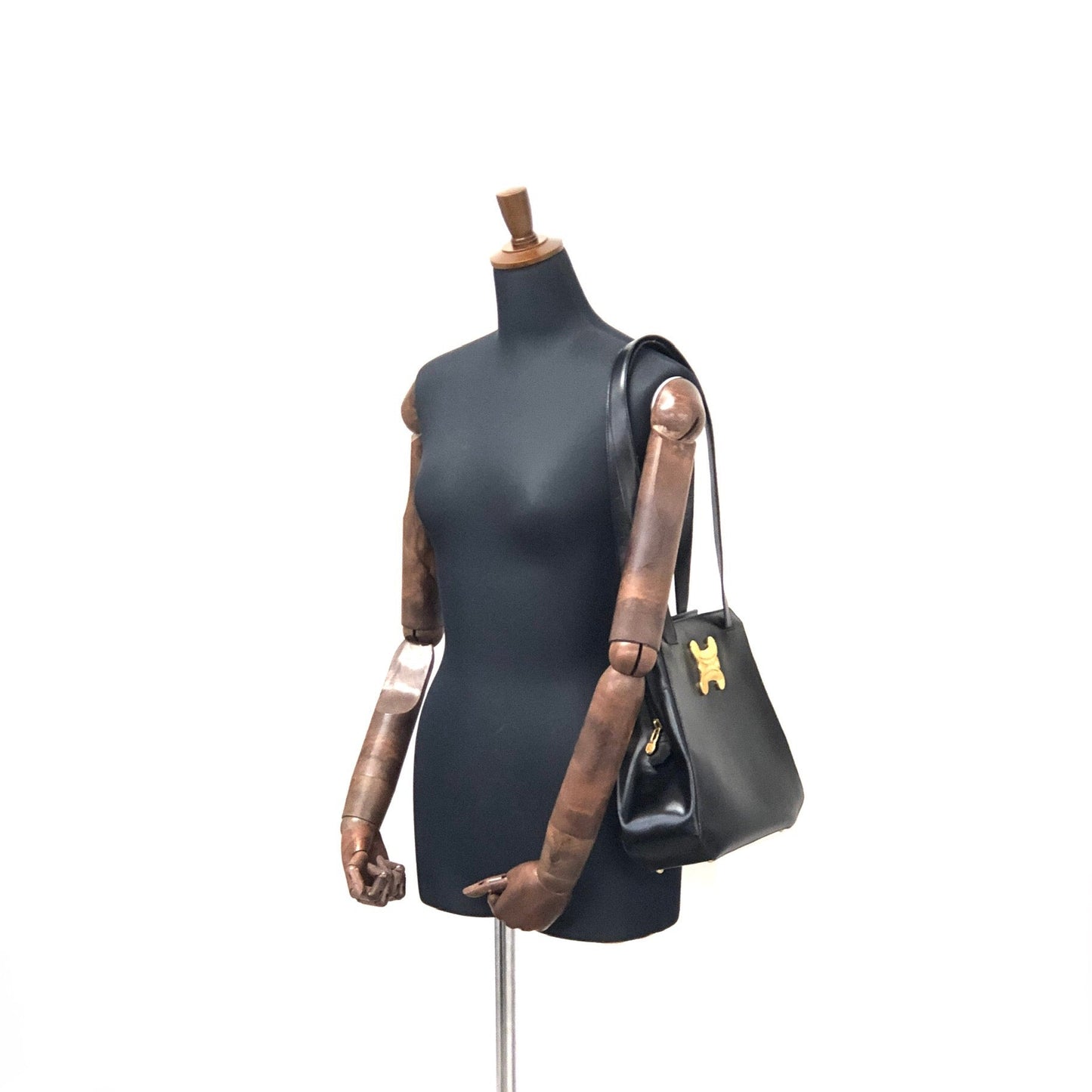 CELINE Triomphe 皮革托特包肩包黑金復古舊款 Celine cpfk62