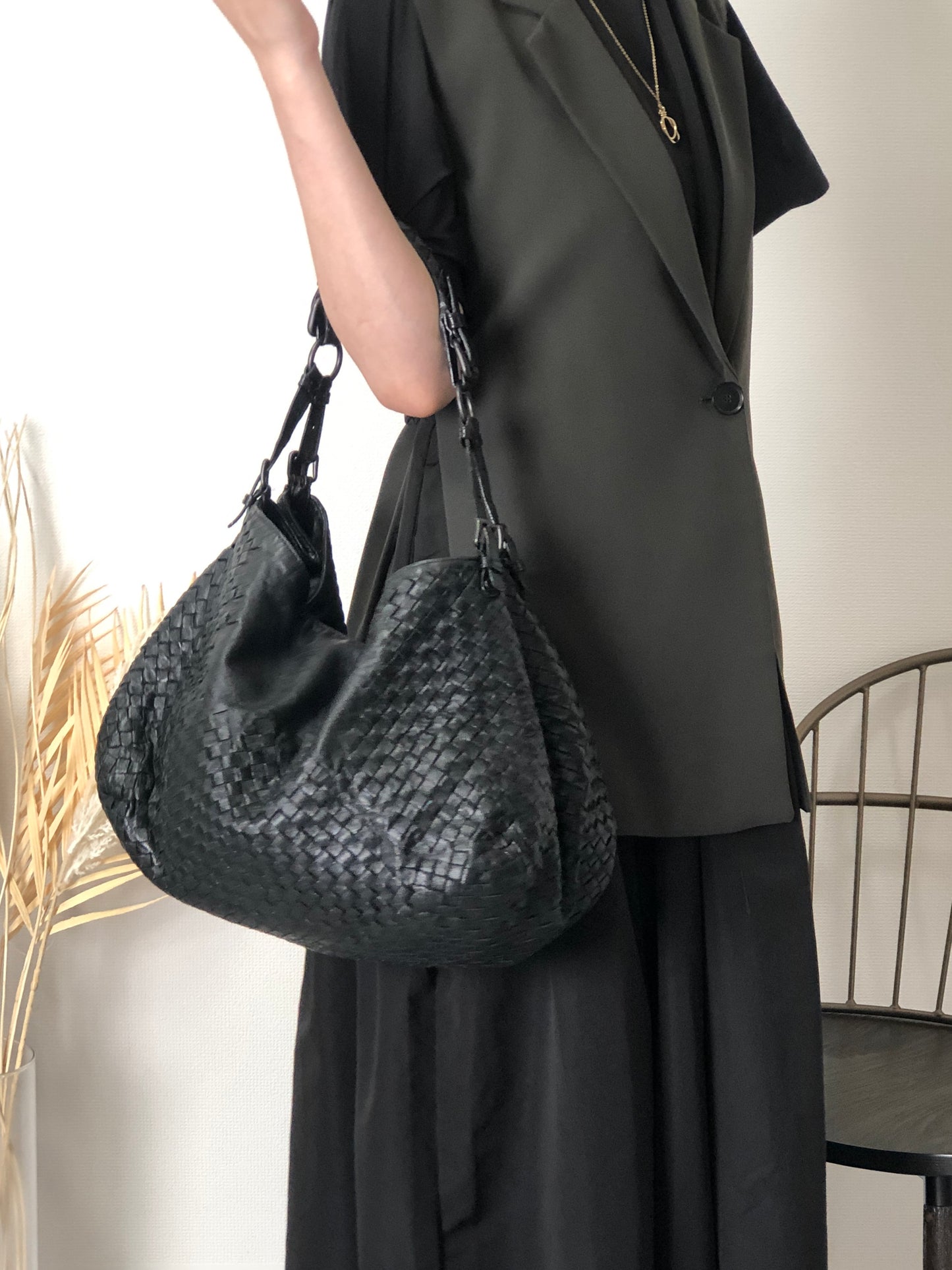 Bottega Veneta Intrecciato Shoulder bag Black Vintage 7fgs3j