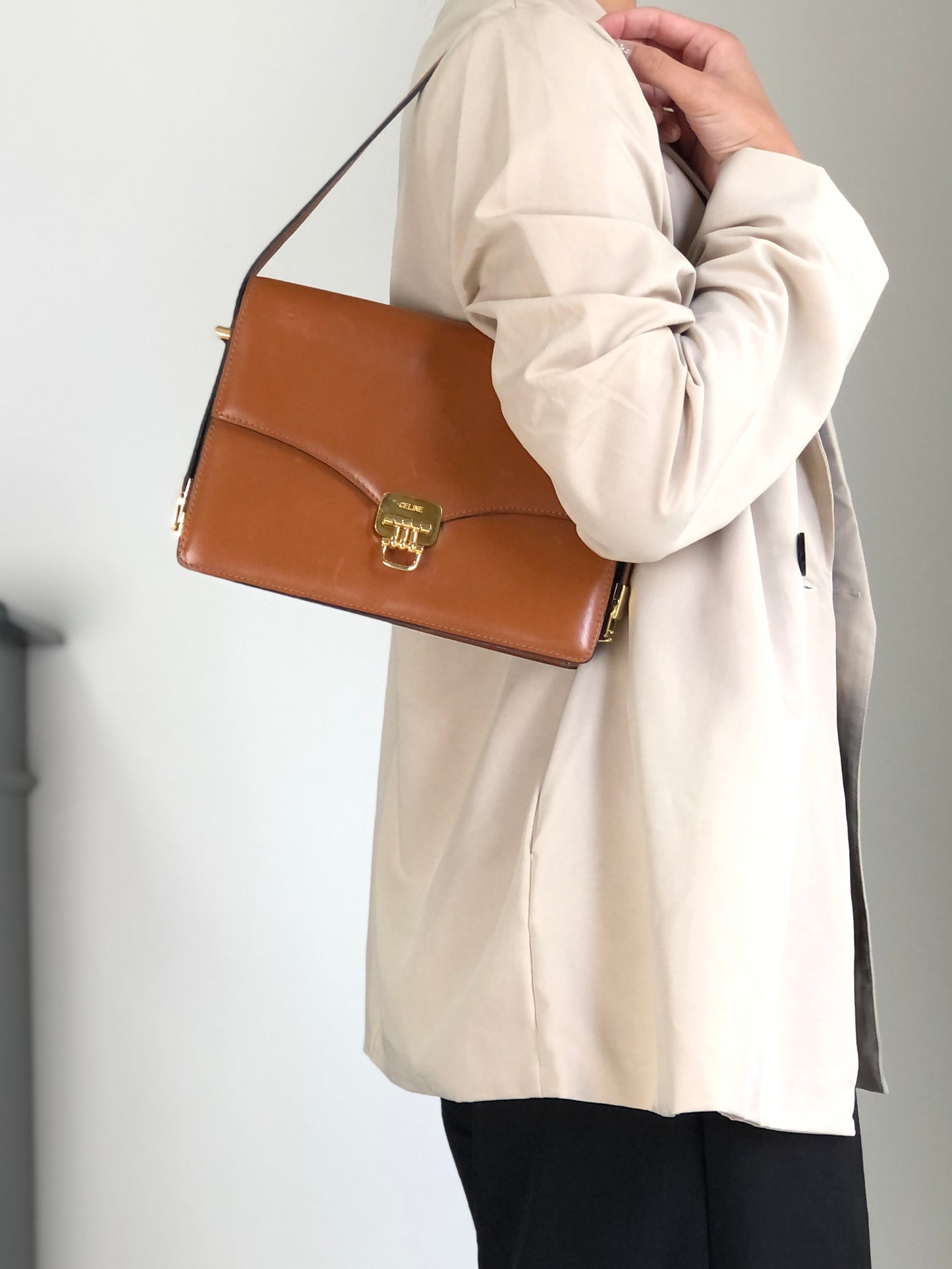 CELINE Horse Bit 肩背包 棕色 復古 zjkkfe