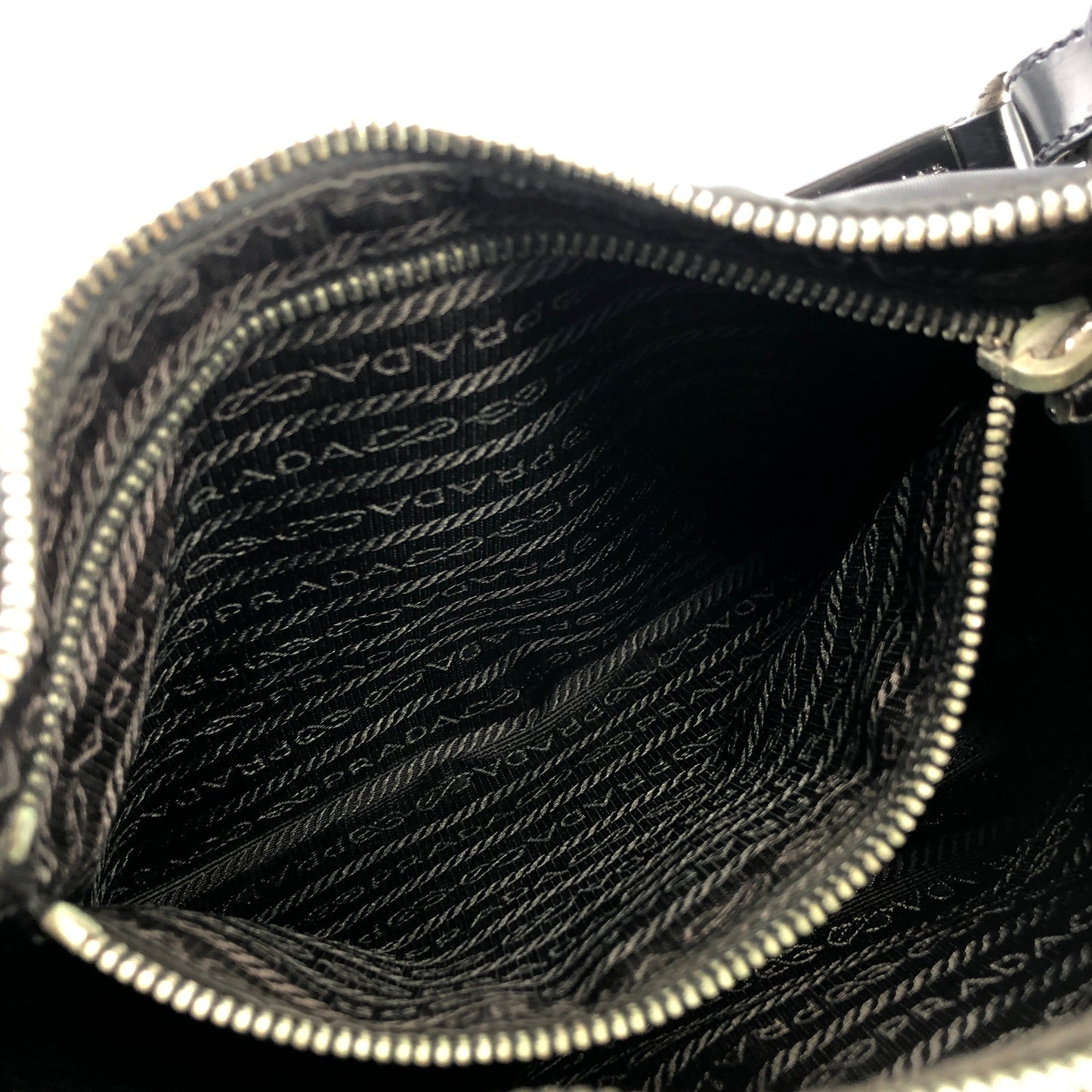 PRADA Triangle Logo Nylon Shoulder bag Hobo bag Black Vintage iazdpx