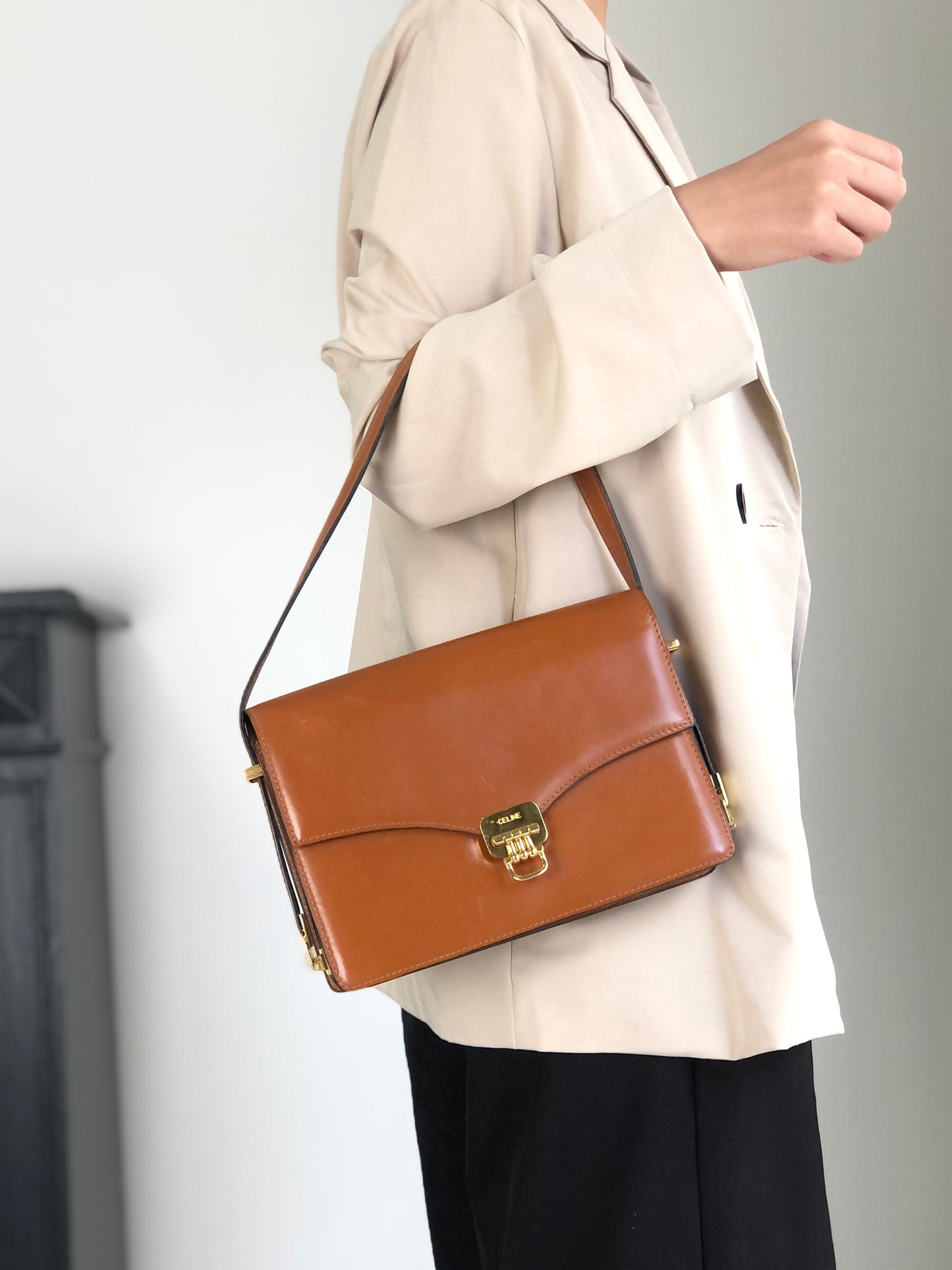 CELINE Horse Bit 肩背包 棕色 復古 zjkkfe