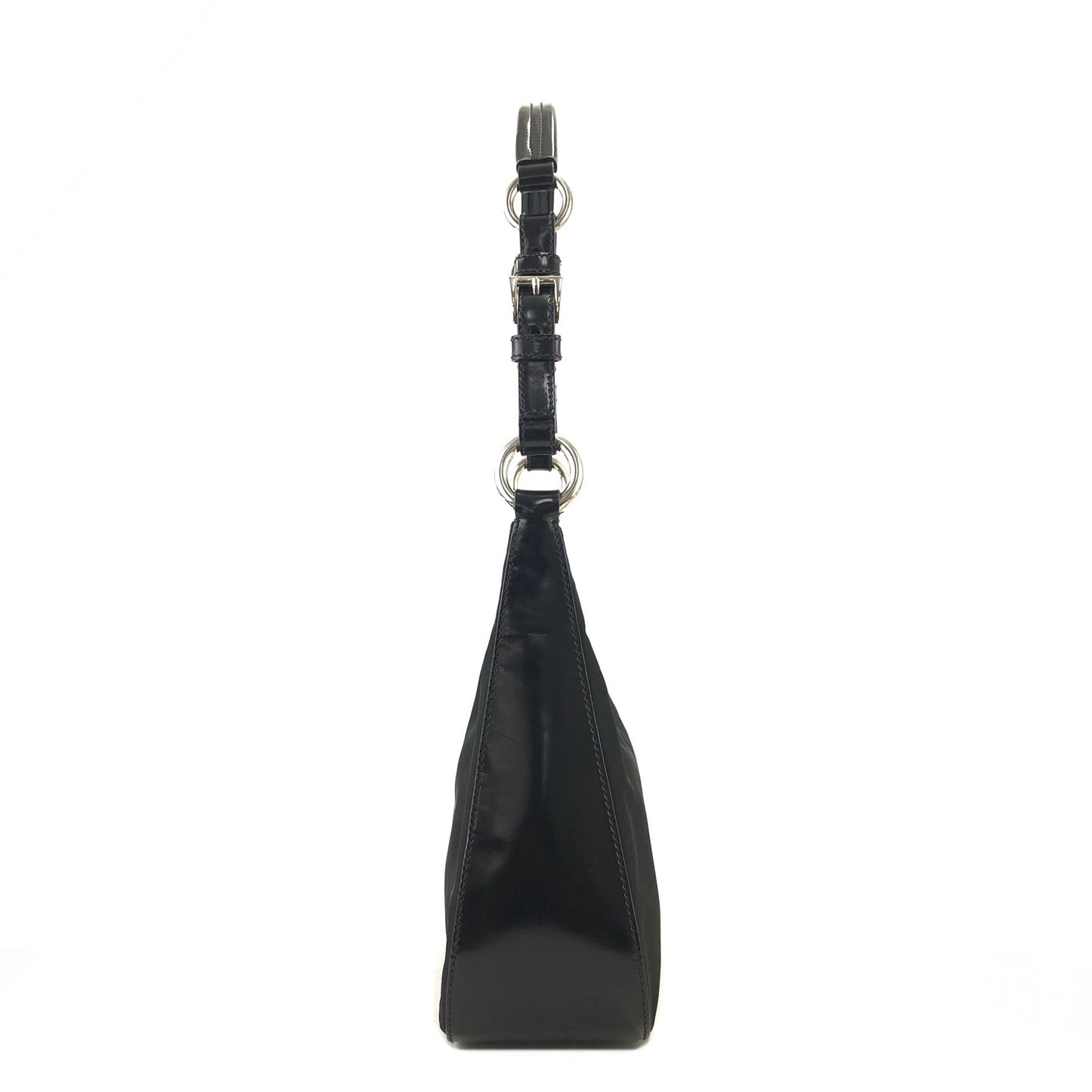 PRADA Triangle Logo Nylon Shoulder bag Hobo bag Black Vintage iazdpx