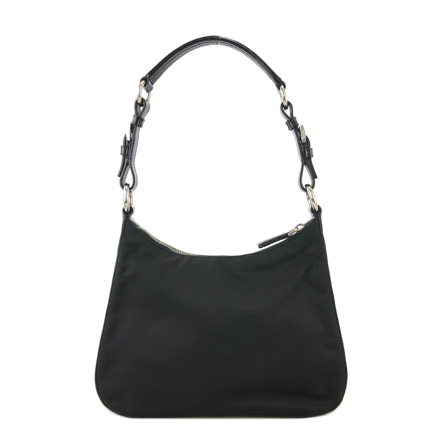PRADA Triangle Logo Nylon Shoulder bag Hobo bag Black Vintage iazdpx