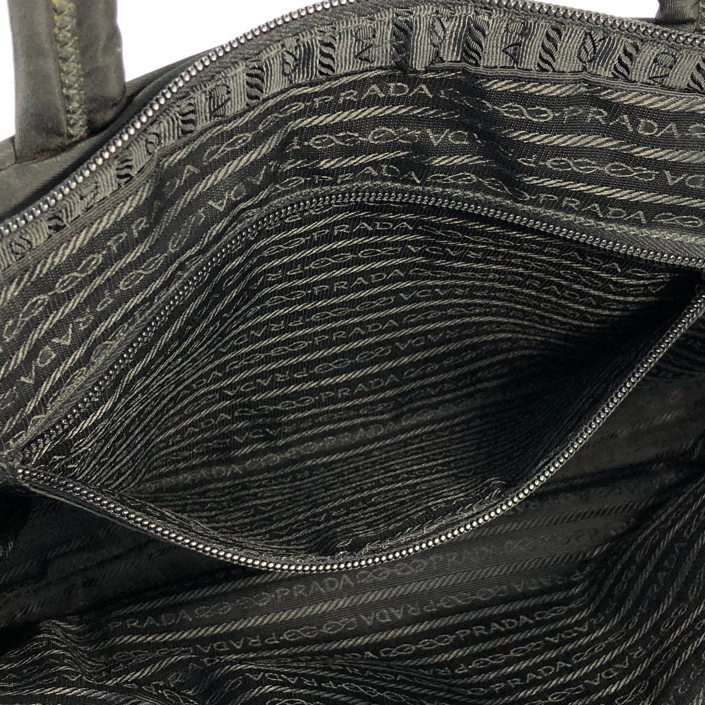 PRADA Triangle logo Nylon Tote bag Black Vintage asuuk8