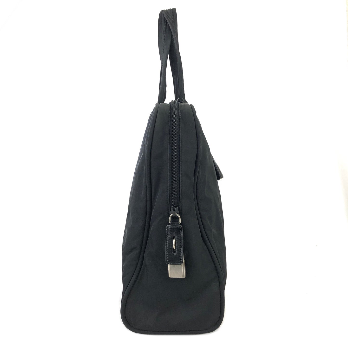 PRADA Triangle logo Nylon Tote bag Black Vintage asuuk8