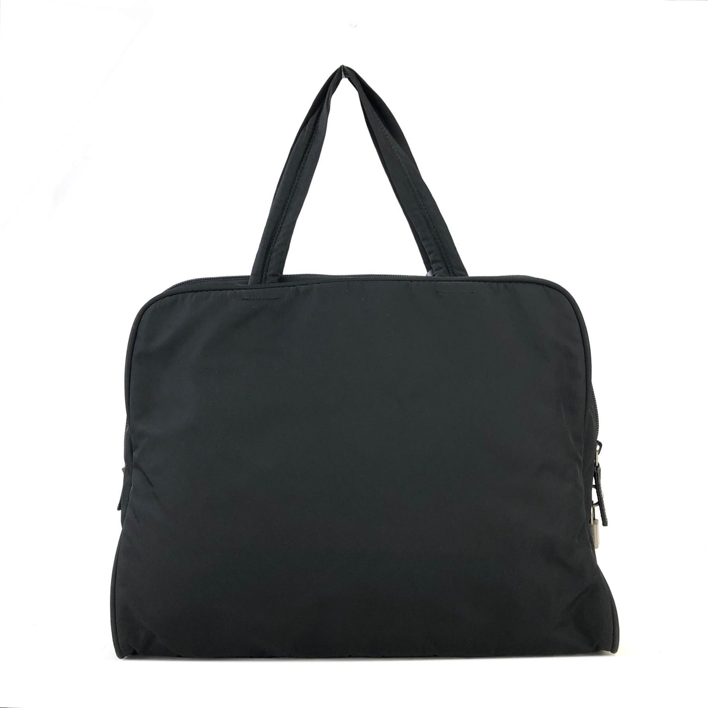 PRADA Triangle logo Nylon Tote bag Black Vintage asuuk8