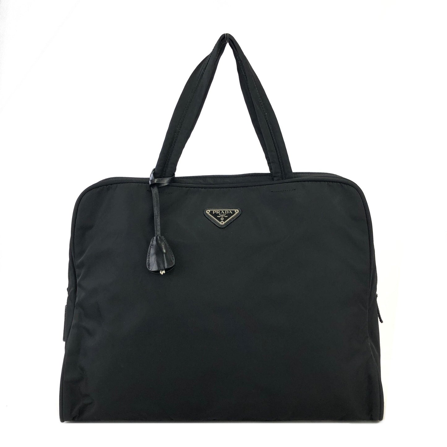 PRADA Triangle logo Nylon Tote bag Black Vintage asuuk8