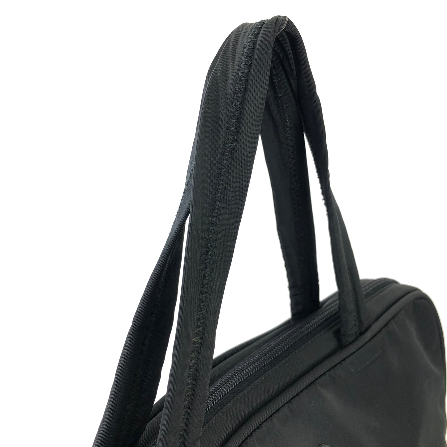 PRADA Triangle logo Nylon Tote bag Black Vintage asuuk8
