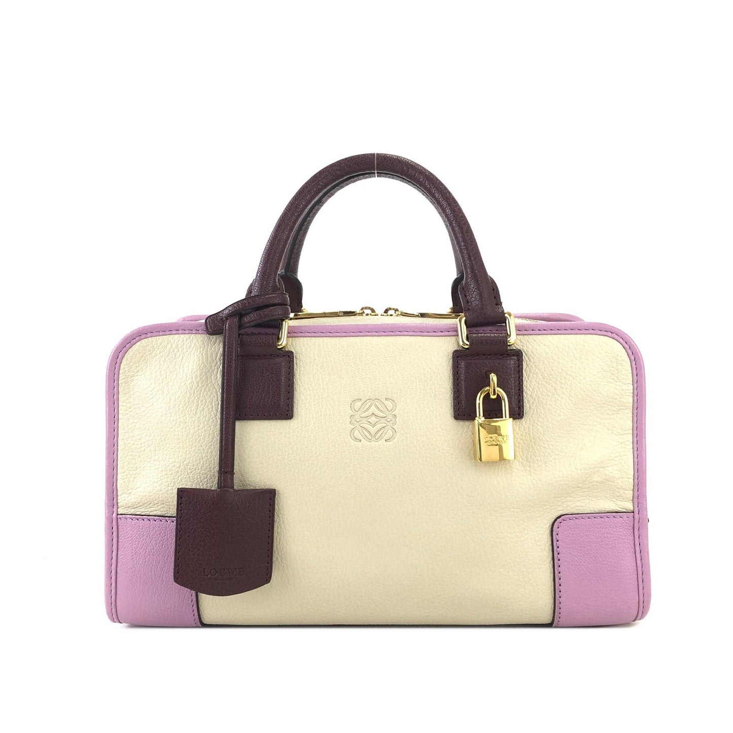 LOEWE Amazona 28 Anagram Tricolore Bostonbag Handbag Ivory Vintage khvm4z