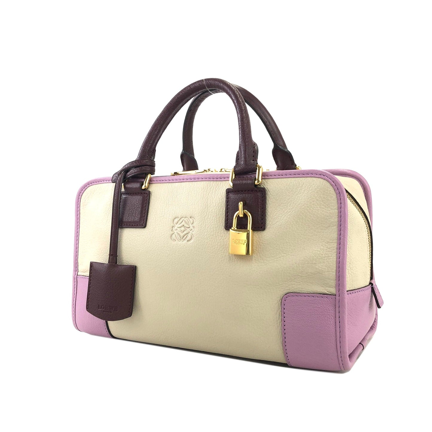 LOEWE Amazona 28 Anagram Tricolore Bostonbag Handbag Ivory Vintage khvm4z