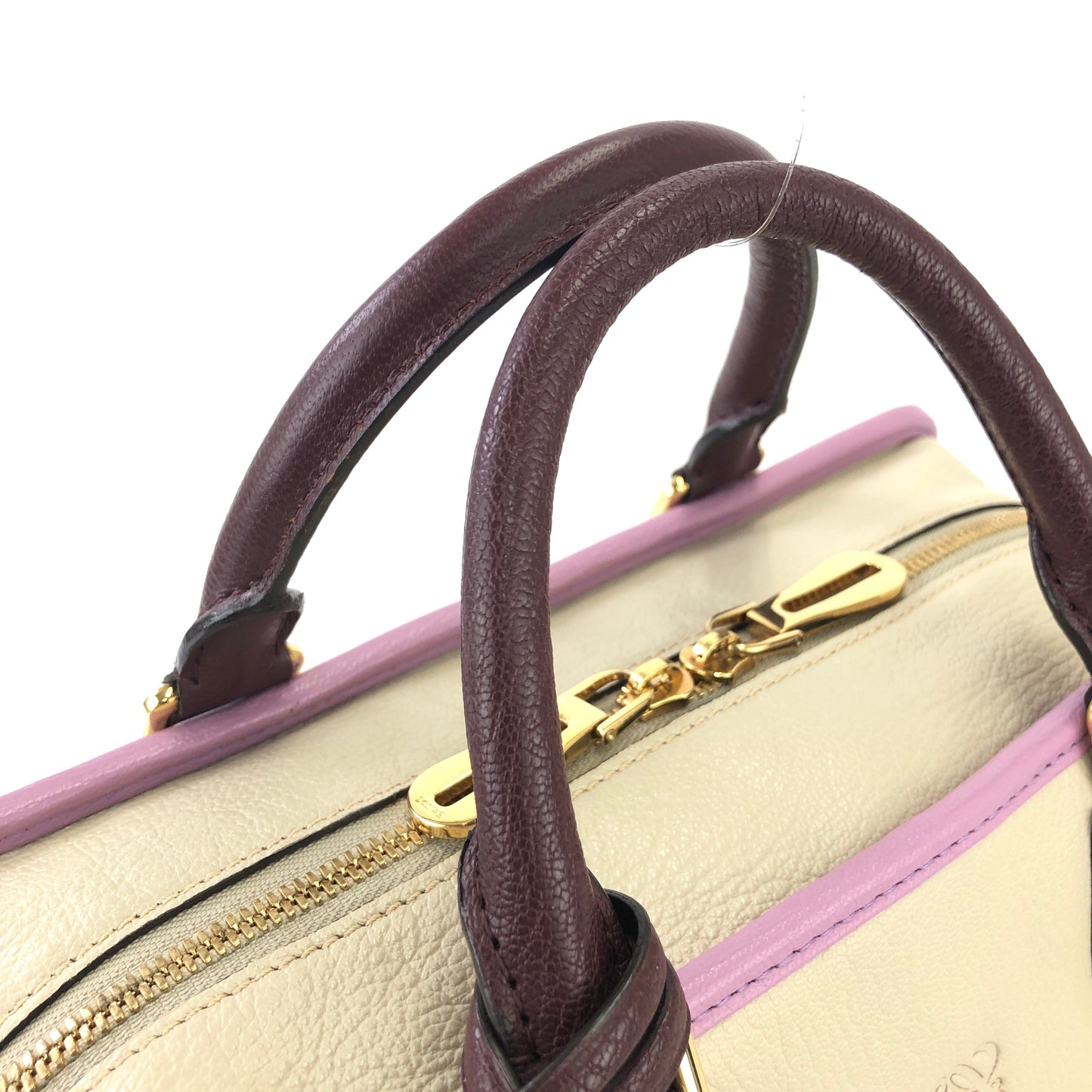 LOEWE Amazona 28 Anagram Tricolore Bostonbag Handbag Ivory Vintage khvm4z