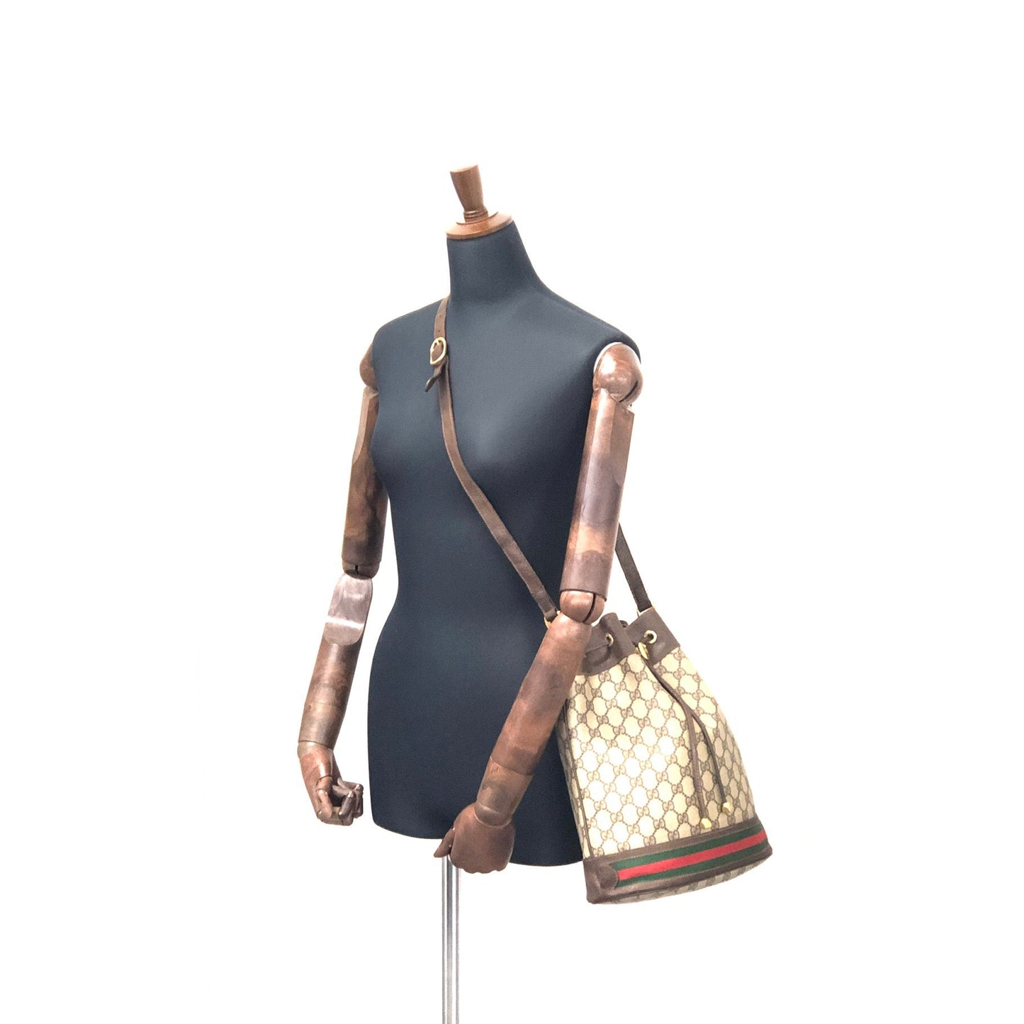 GUCCI Sherry line Drawstring Shoulder bag Brown Vintage Old Gucci cu5hat