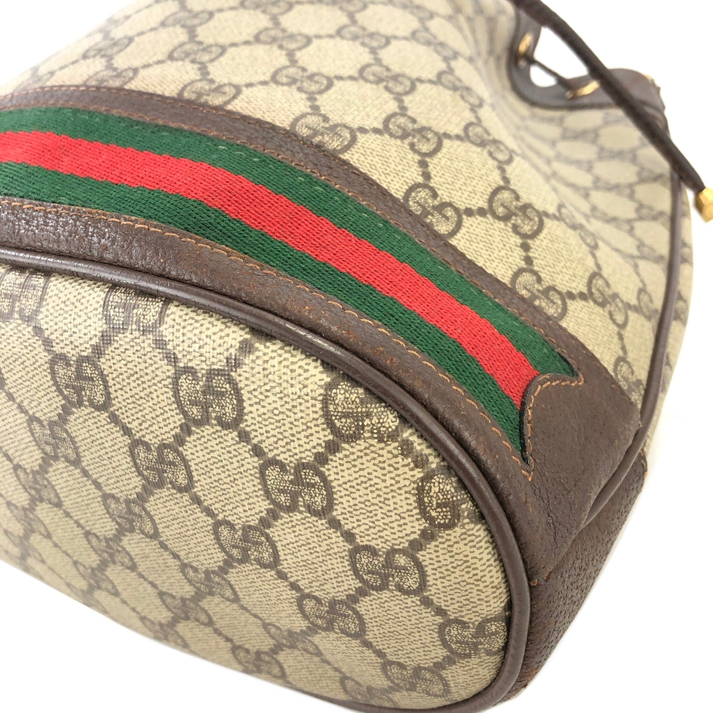 GUCCI Sherry line Drawstring Shoulder bag Brown Vintage Old Gucci cu5hat
