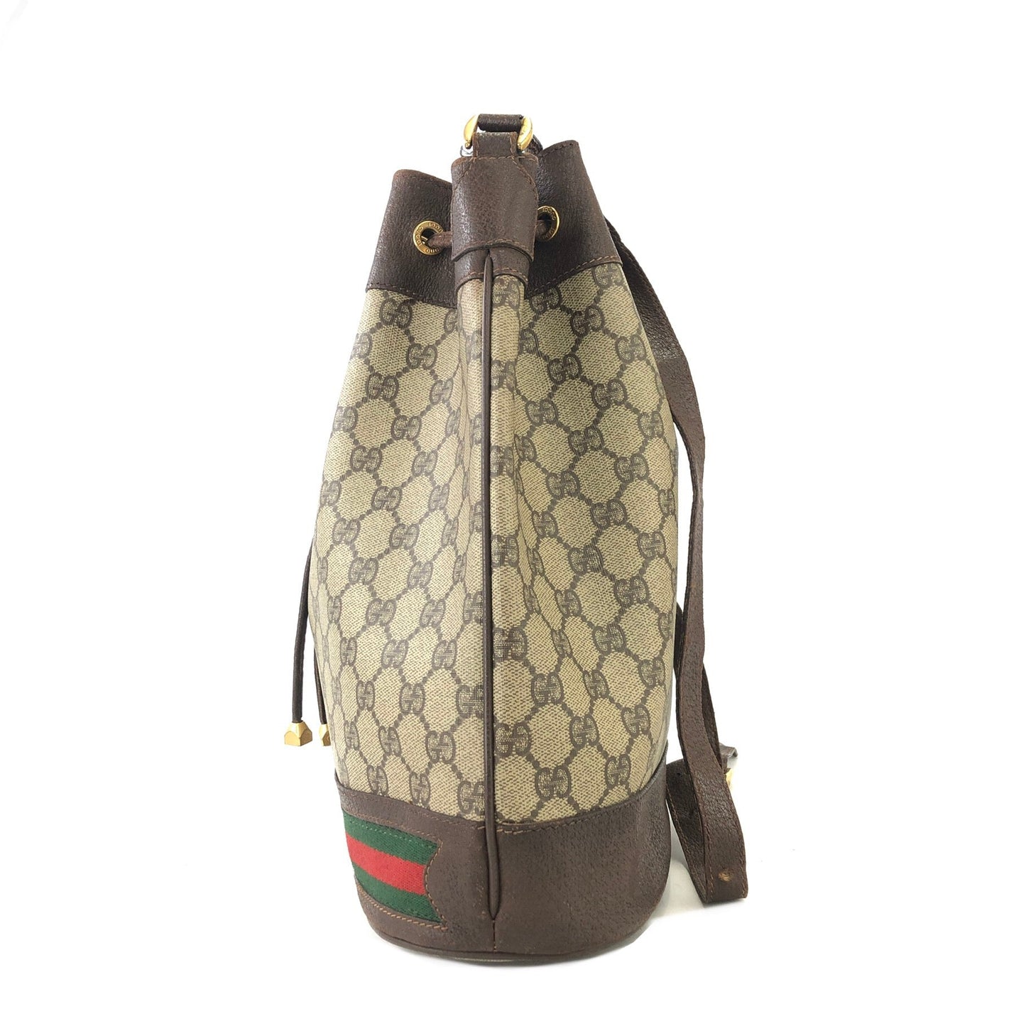 GUCCI Sherry line Drawstring Shoulder bag Brown Vintage Old Gucci cu5hat