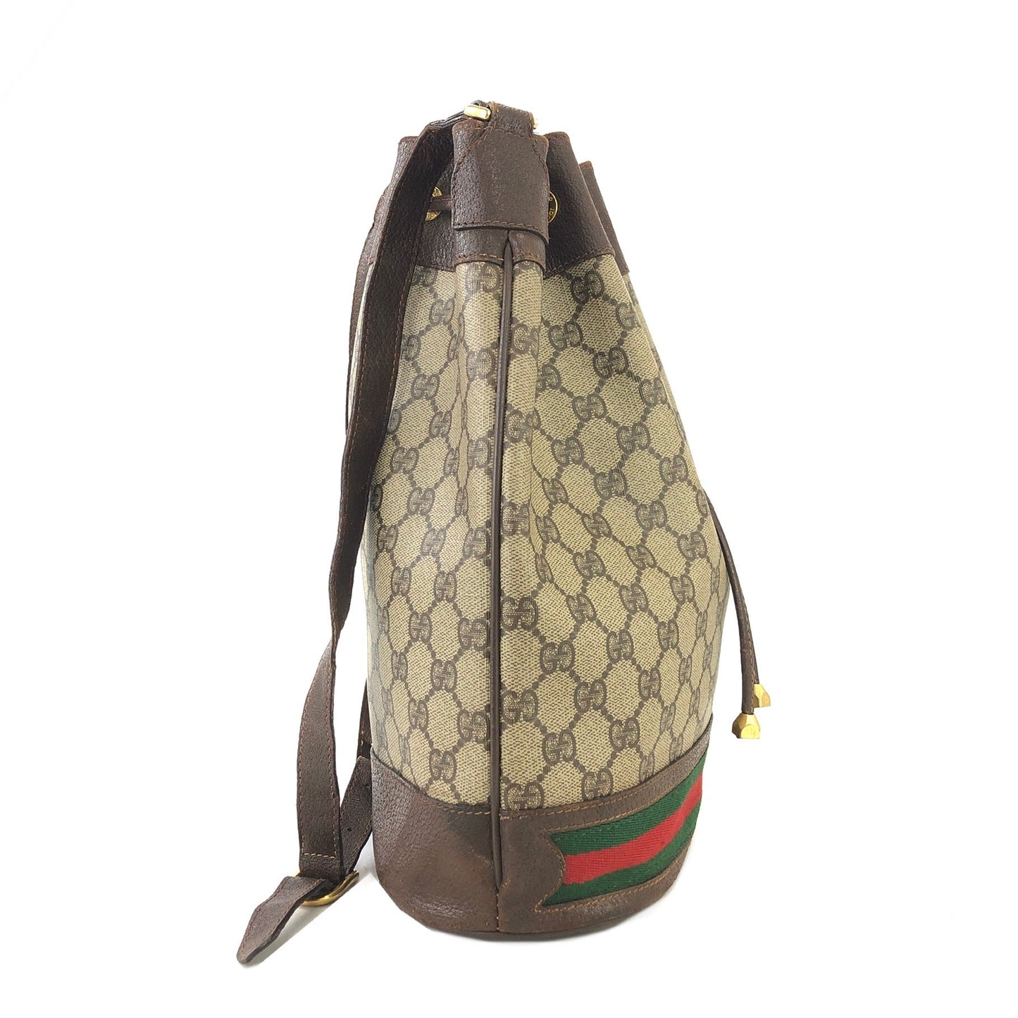 GUCCI Sherry line Drawstring Shoulder bag Brown Vintage Old Gucci cu5hat