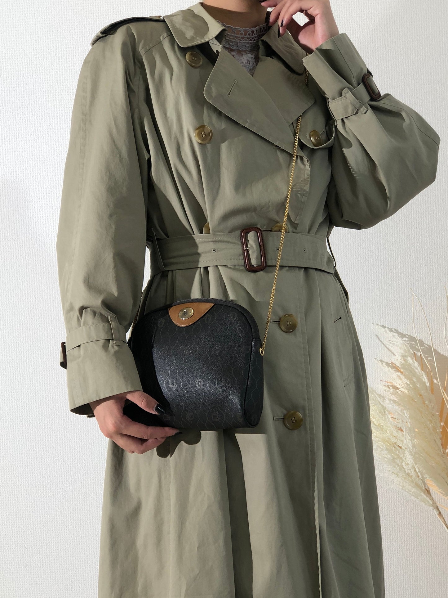 Christian Dior Logo Honeycomb Pattern Crossbody Small Shoulderbag Black Brown Vintage Old bd8aen