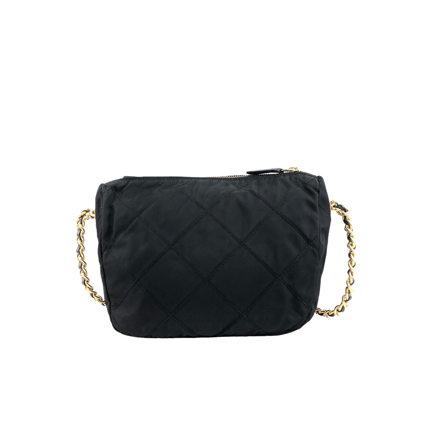 PRADA Triangle Logo Chain Shoulder bag Black Vintage xb2jku