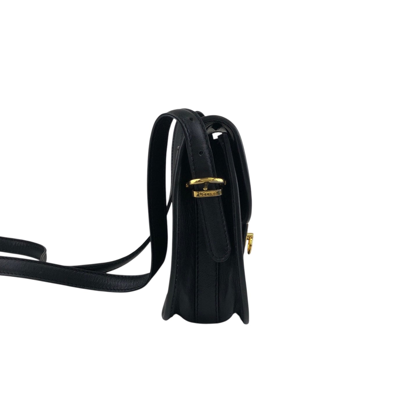 CELINE Gancini Crossbody Shoulder bag Black Vintage pdxcg6