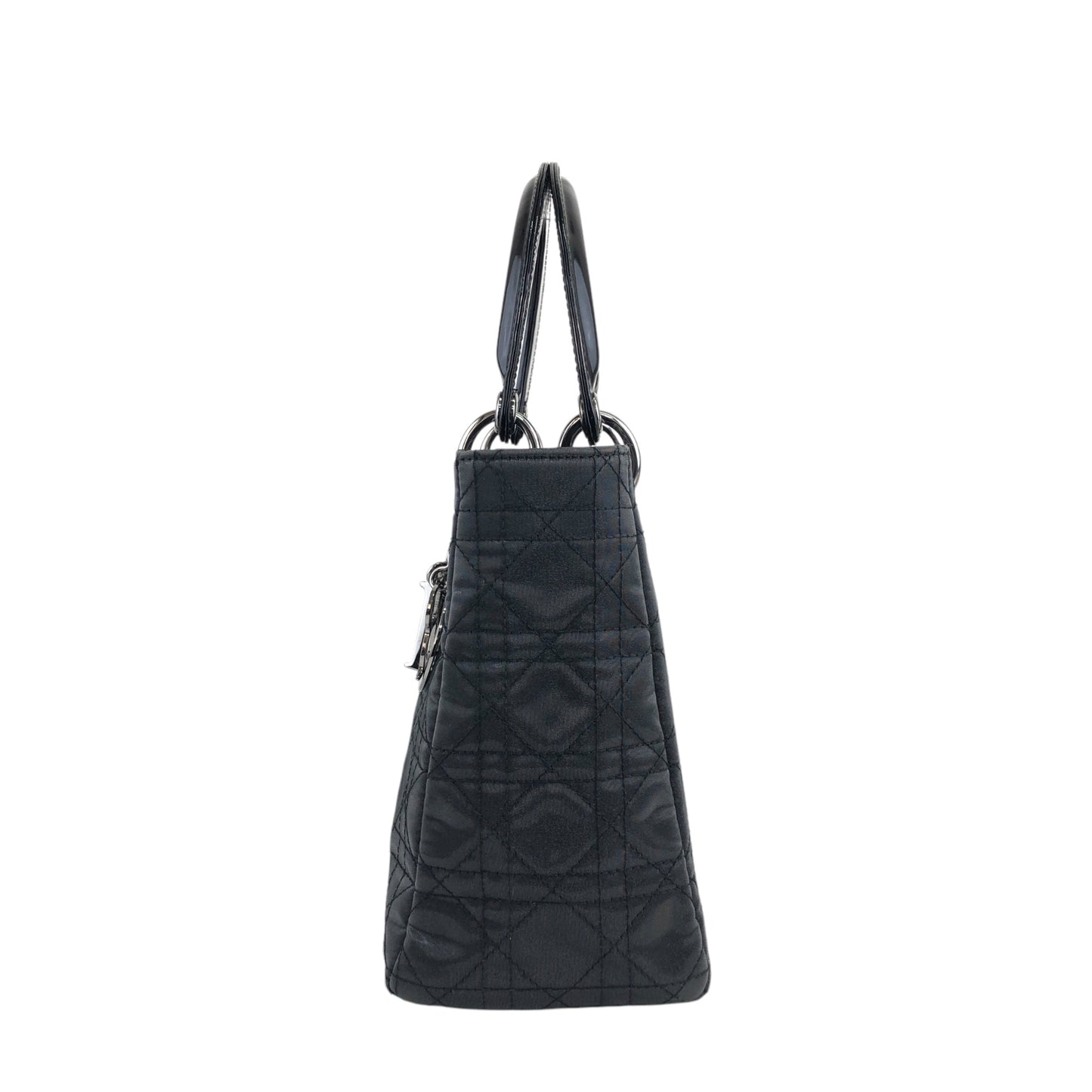 Christian Dior Cannage CD Logo Charm Two-way Handbag Shoulder bag Black Vintage 5cgj75