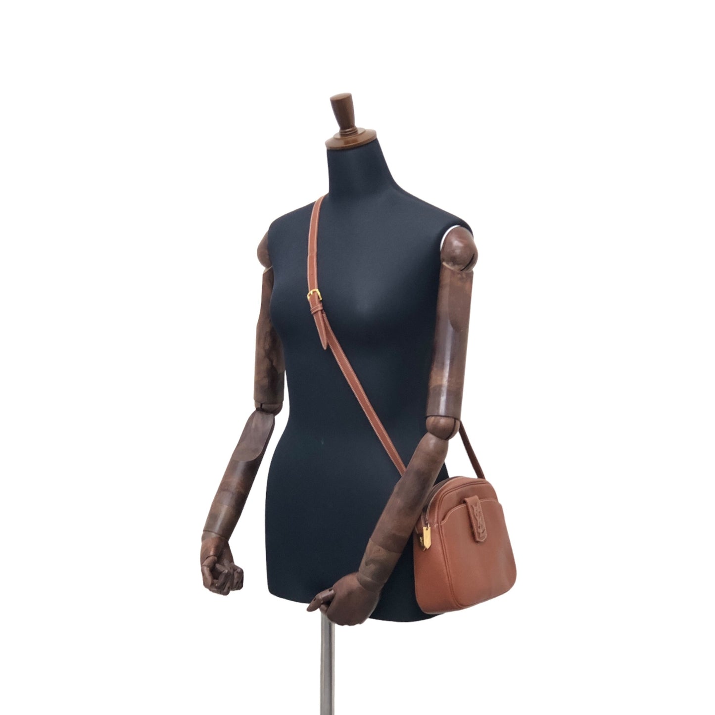 Yves Saint Laurent YSL Logo Stitch Shoulder bag Brown Vintage mvybaw