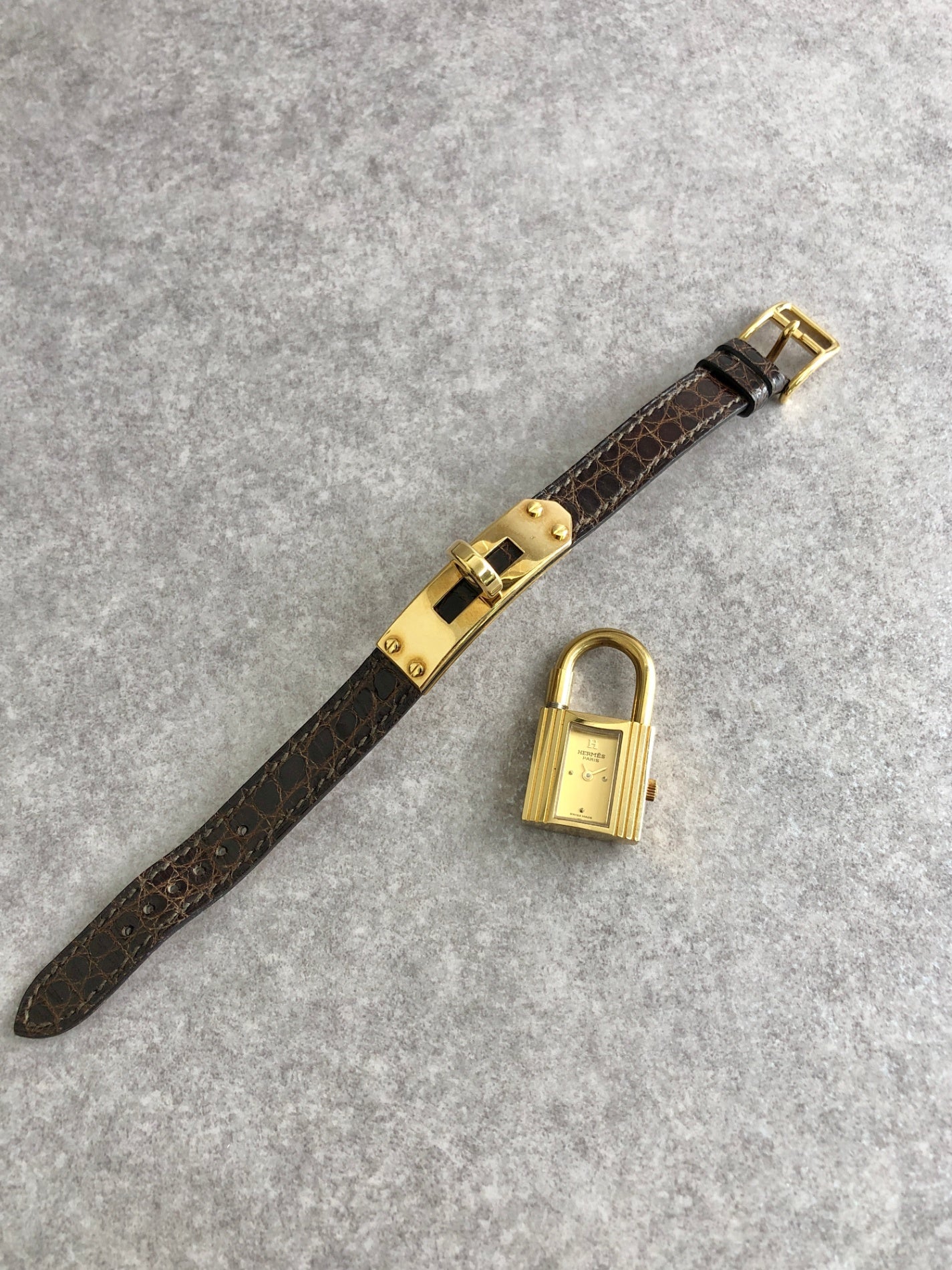 HERMES Watch Brown Vintage ih5tvr