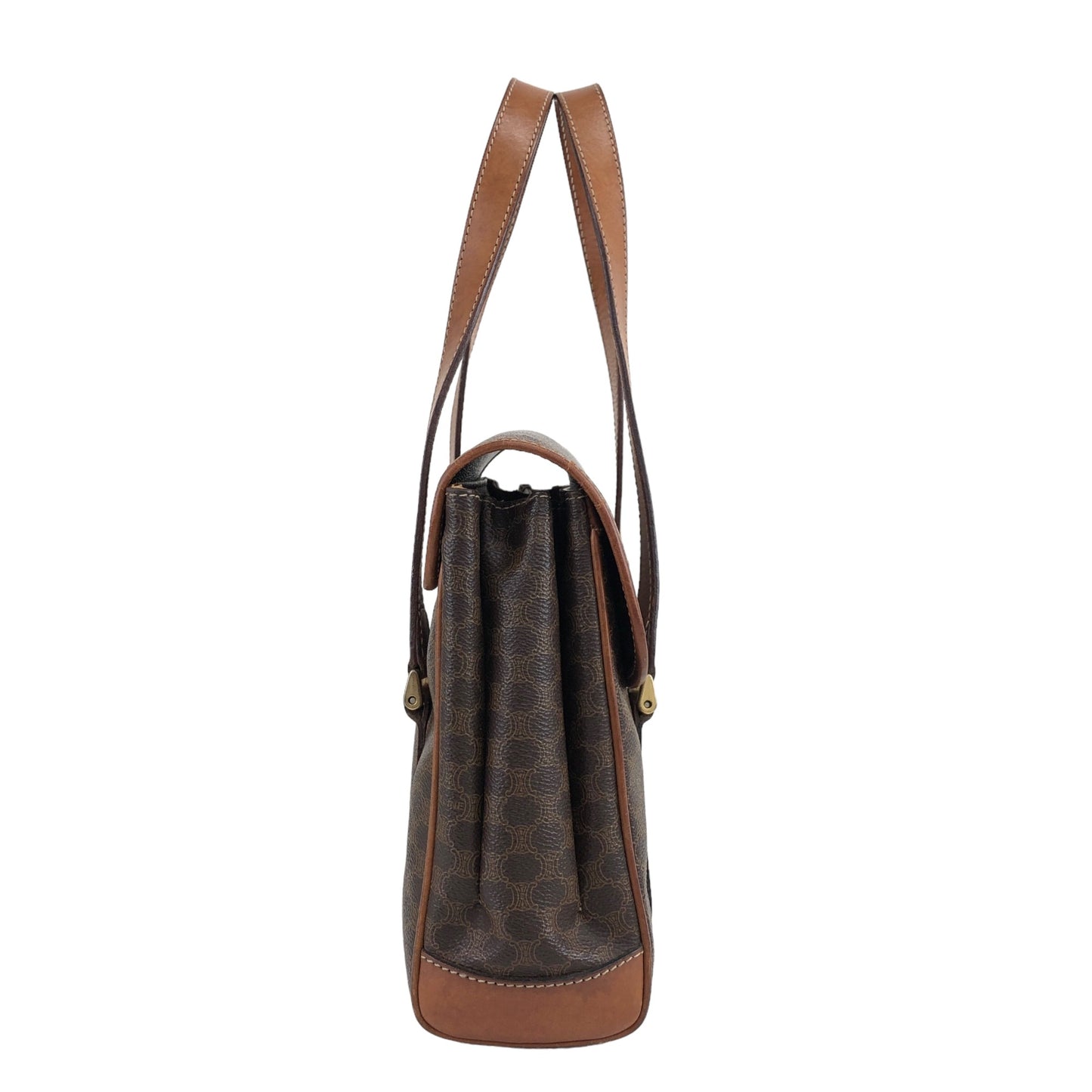 CELINE Macadam Blason Handbag Brown Vintage dty8ce